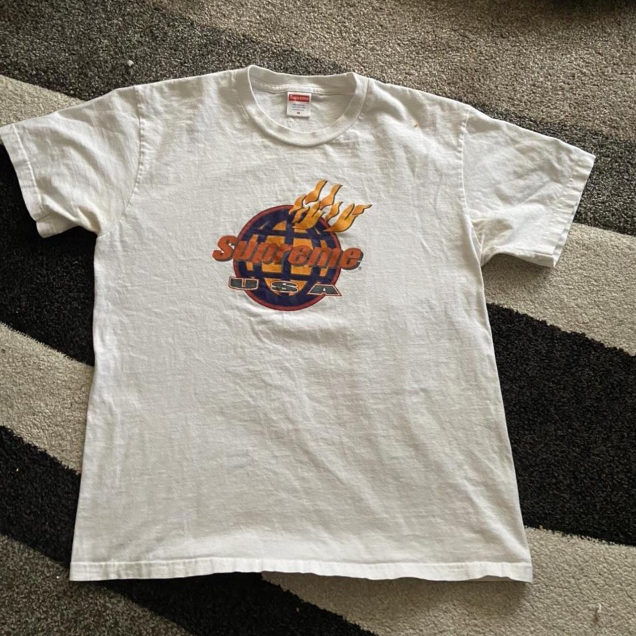 Supreme fire hot sale tee white