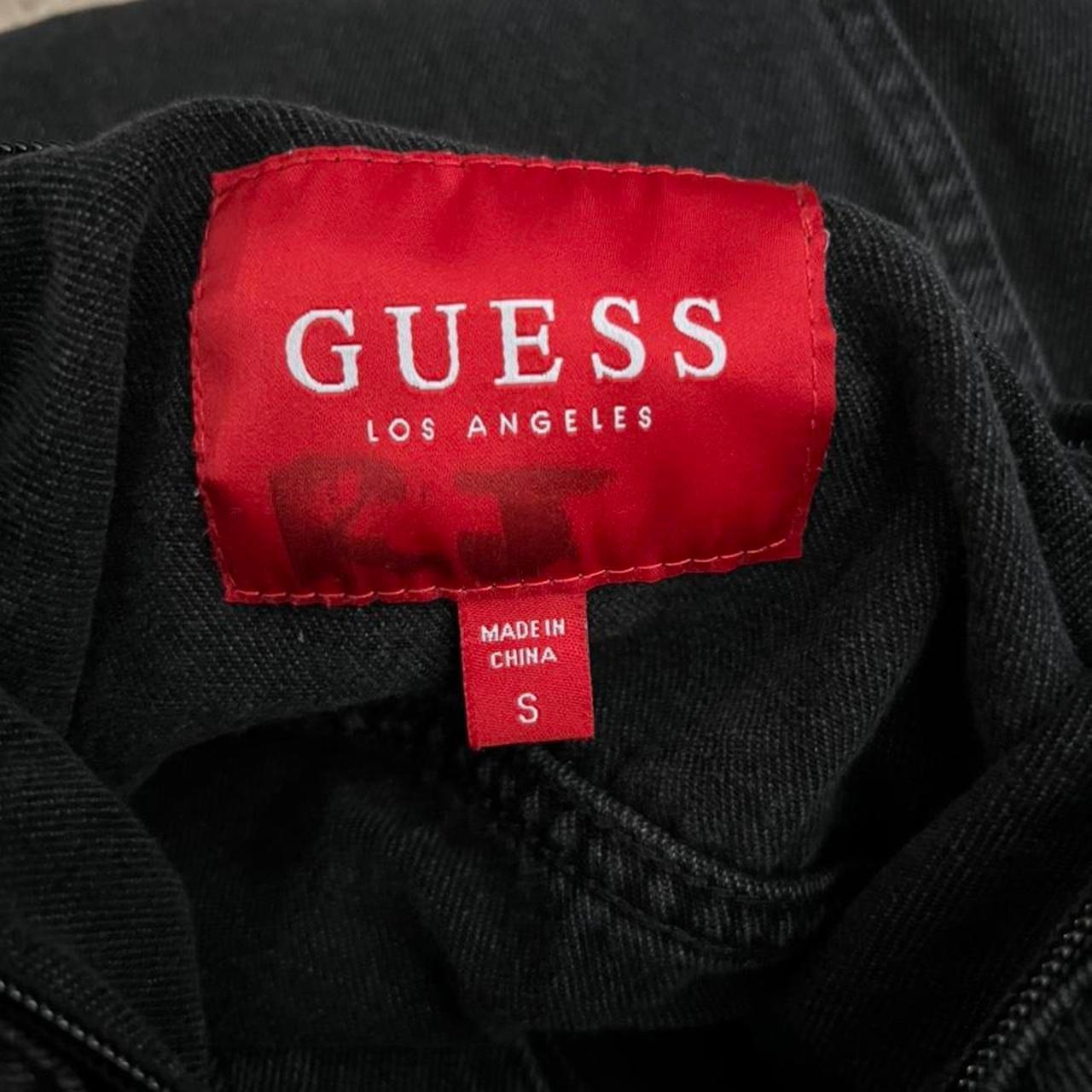 guess denim black jean jacket size: s worn a few... - Depop