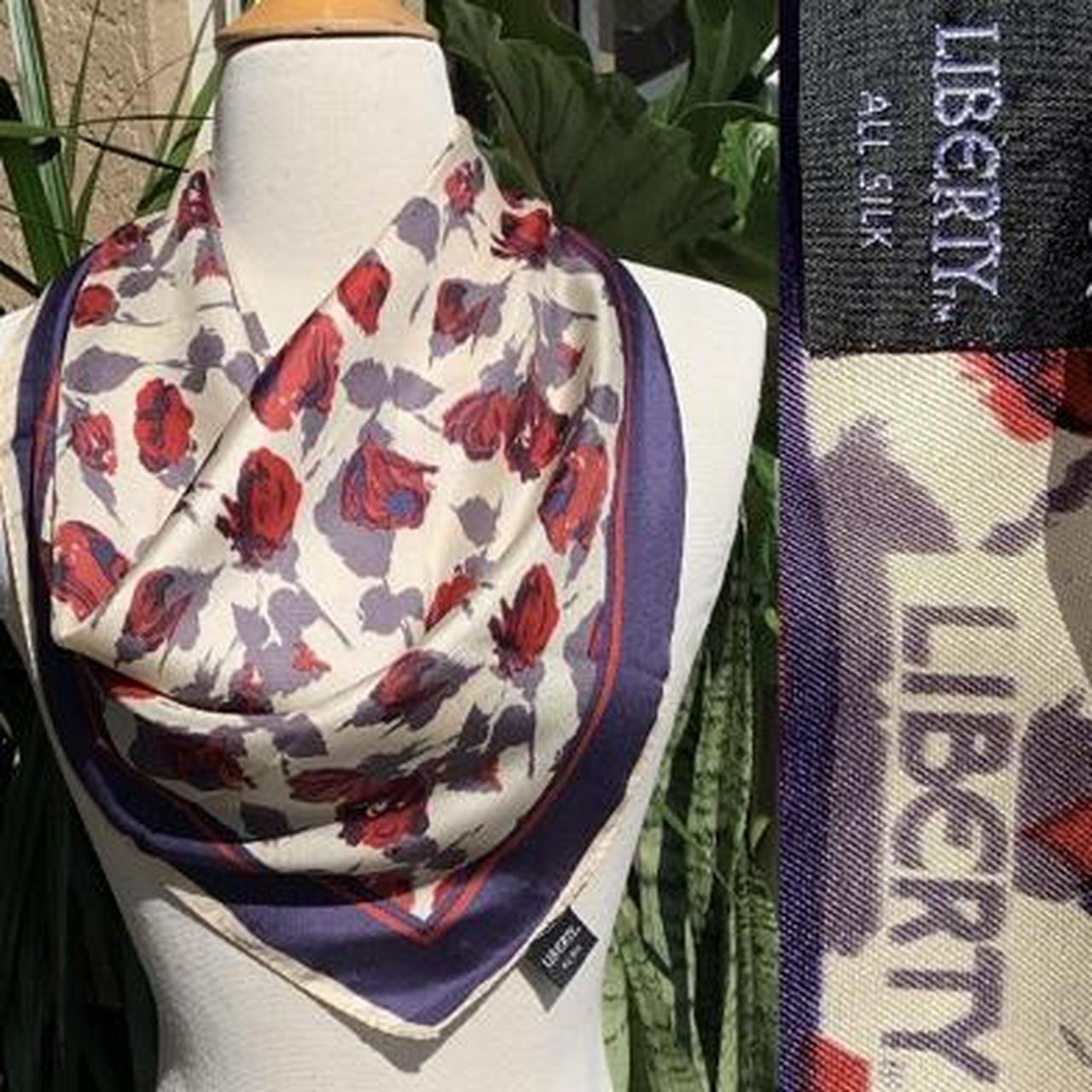 Liberty London Women's Blue and Burgundy Scarf-wraps