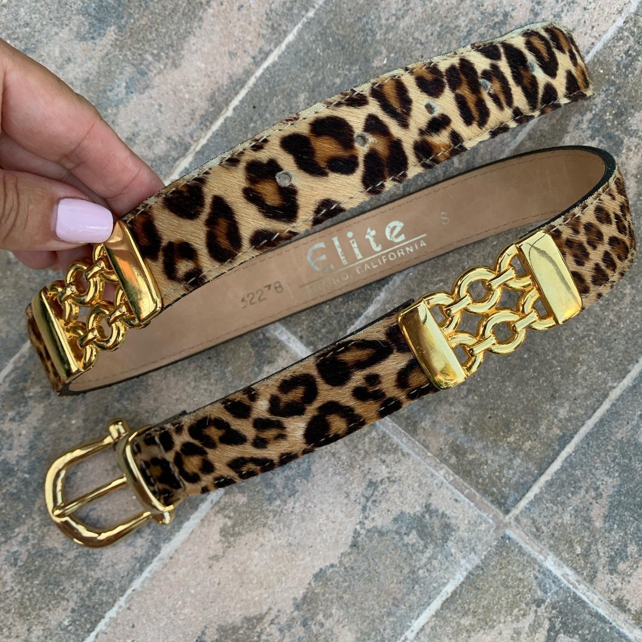 Designer pony hair Leopard print leather belt. Size... - Depop