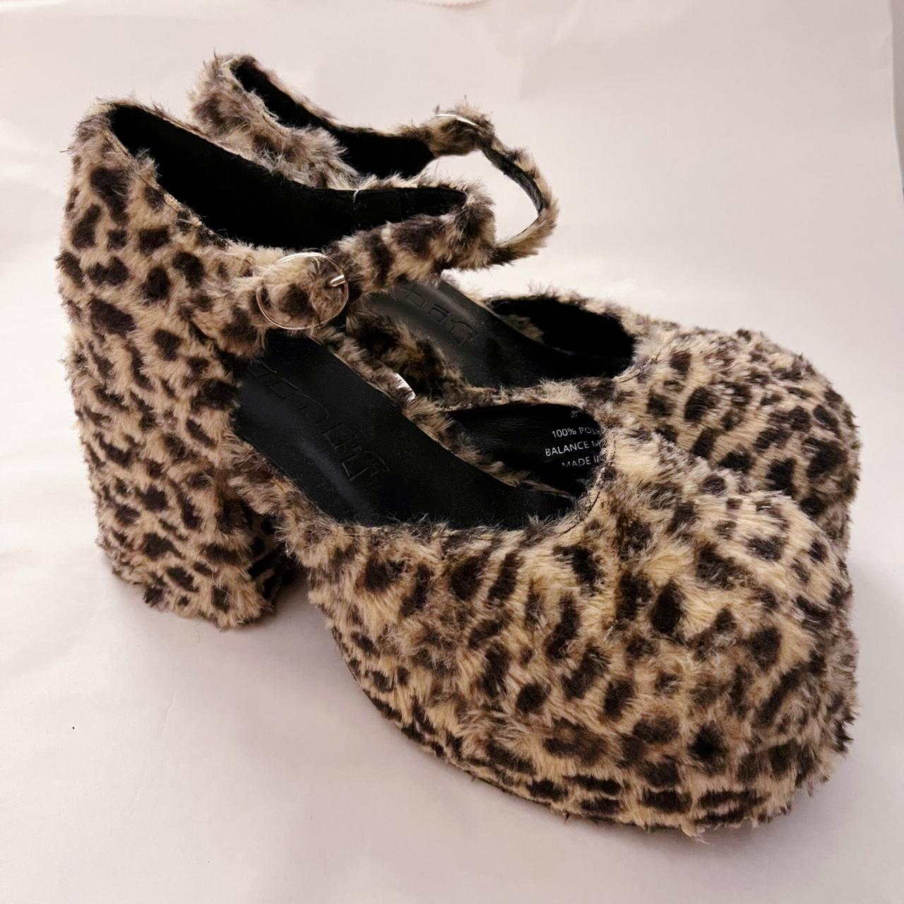 fuzzy cheetah heels