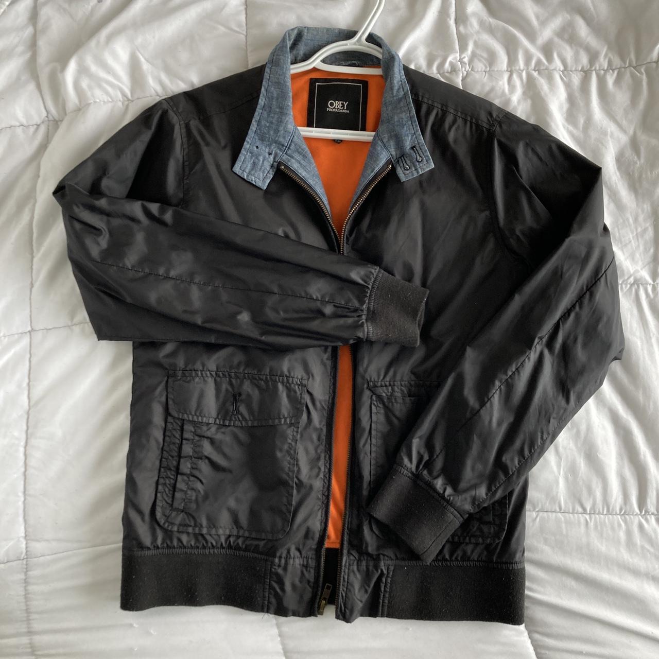 Obey propaganda leather on sale jacket