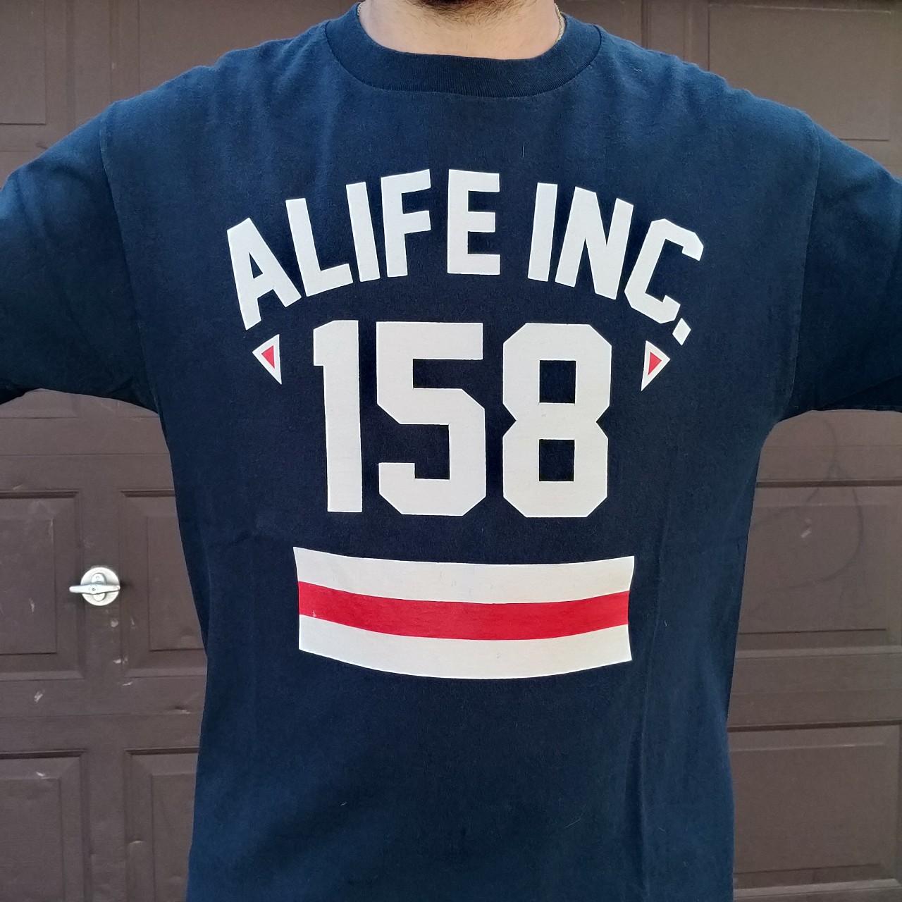 Alife Men's Blue and White T-shirt