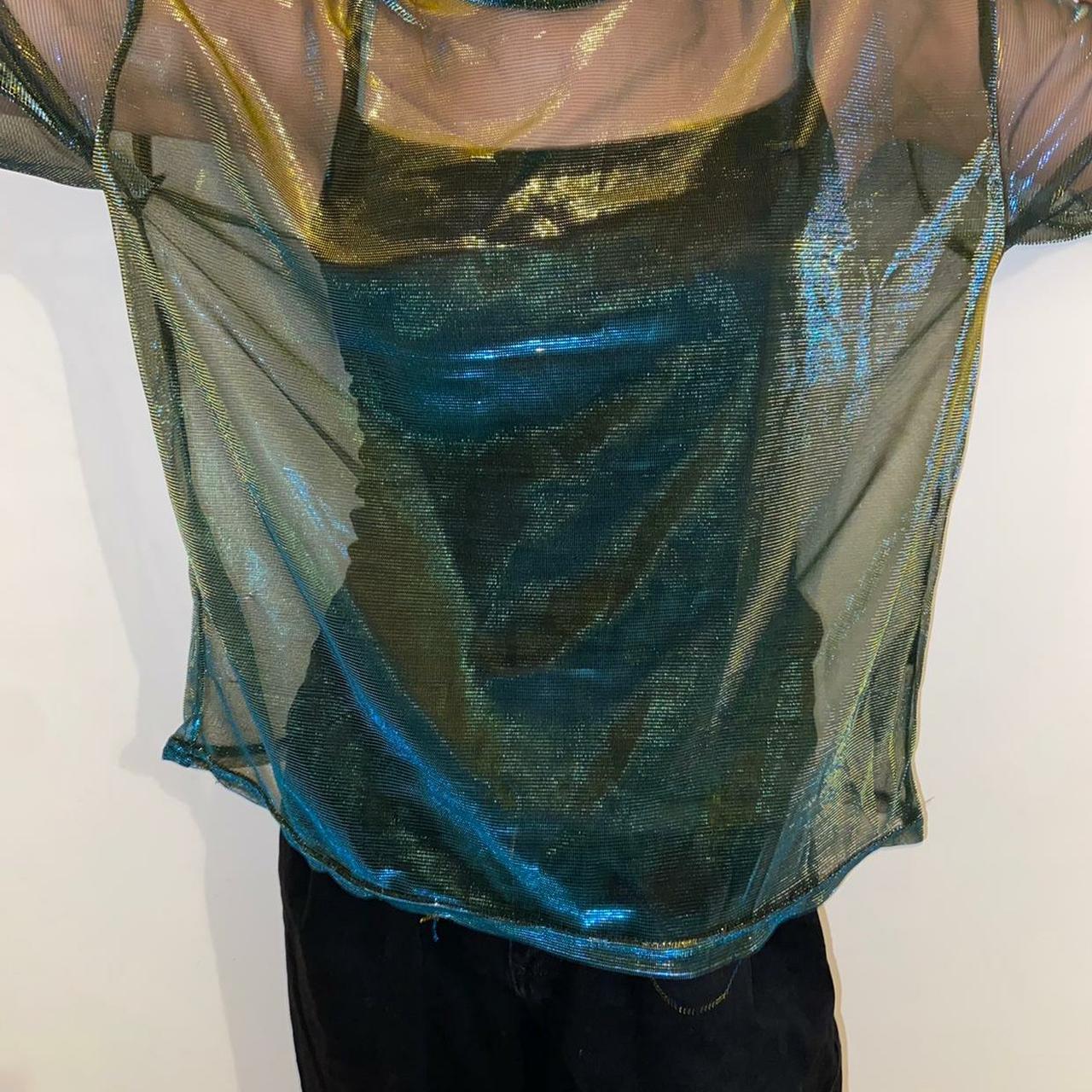 Urban Outfitters Iridescent Mesh Top. Size Medium.... - Depop