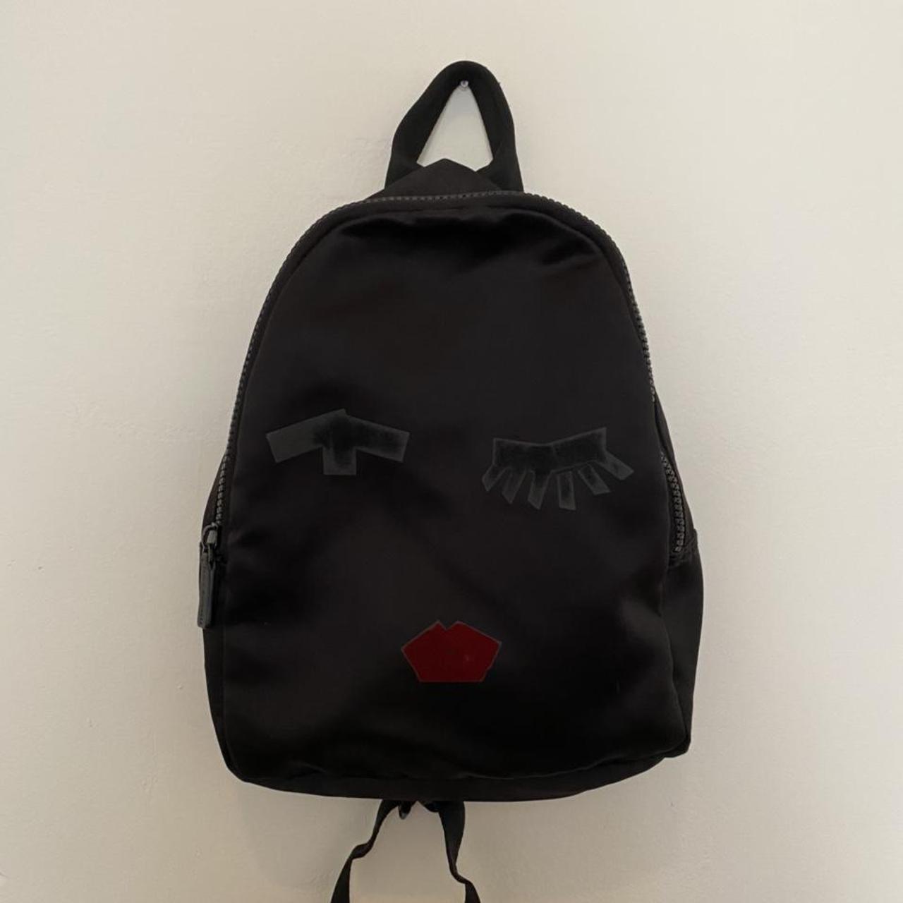 Lulu Guinness black satin backpack 13” h 10” W... Depop