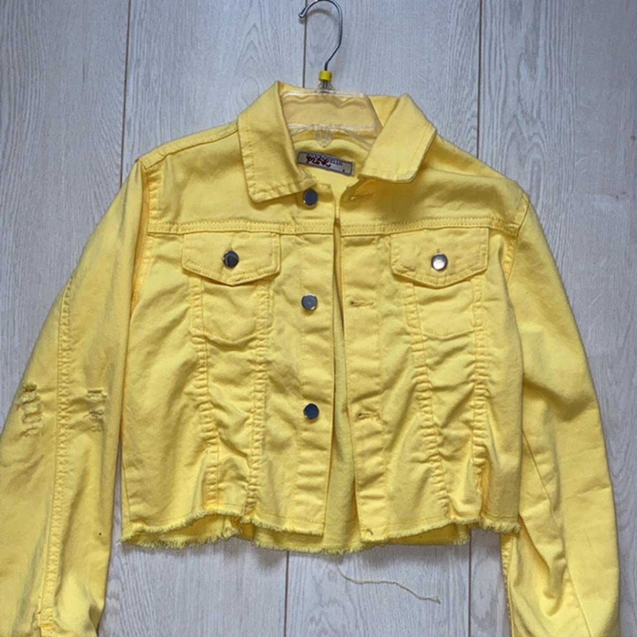 Yellow denim jacket -never wear - Depop