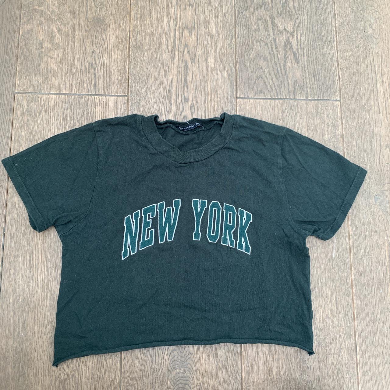 rare Brandy Melville New York dark green cropped tee... Depop