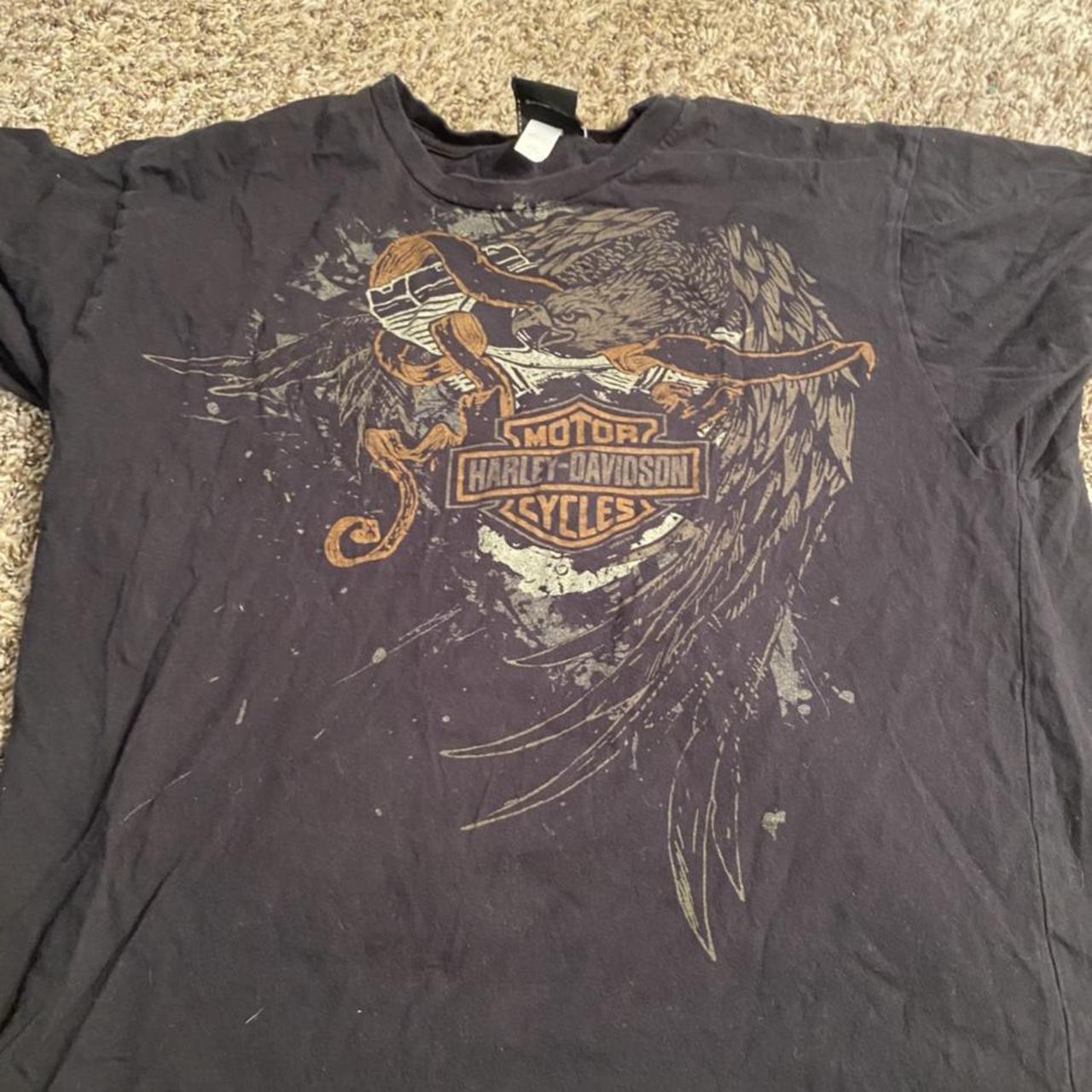 Harley Davidson Women's Black and Orange T-shirt