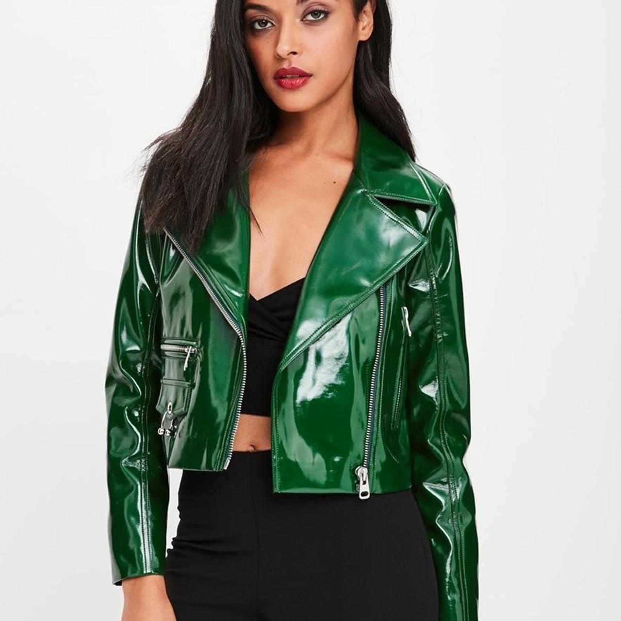 hunter green faux leather jacket