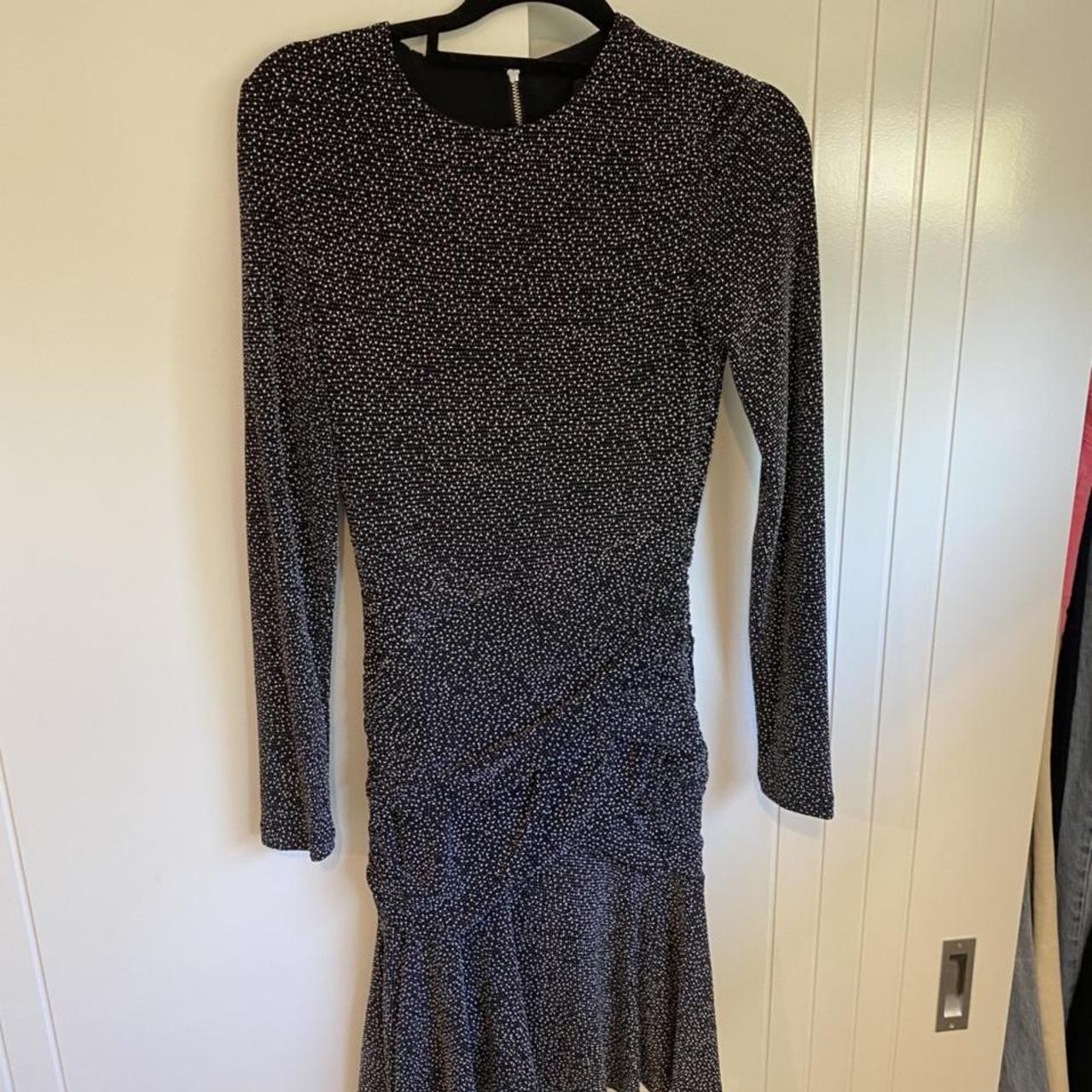 Cue black lurex long sleeve mini dress with silver... - Depop