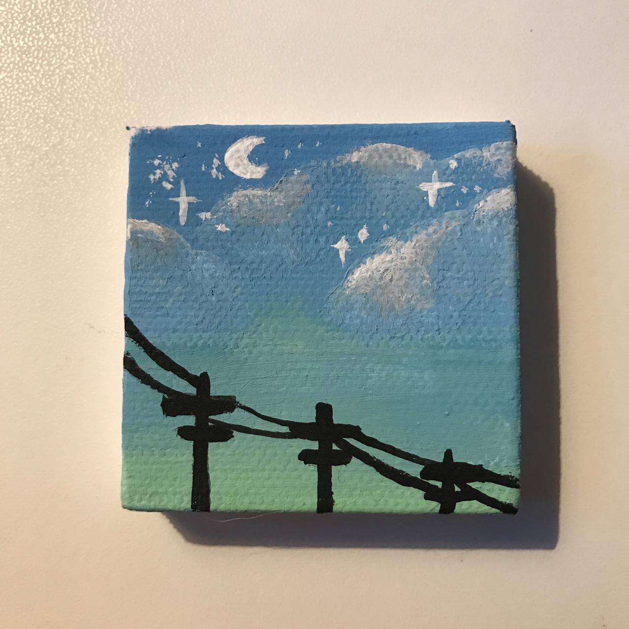 Acrylic Painted Palm Sized Canvas Acrylicpaint Depop   P0 