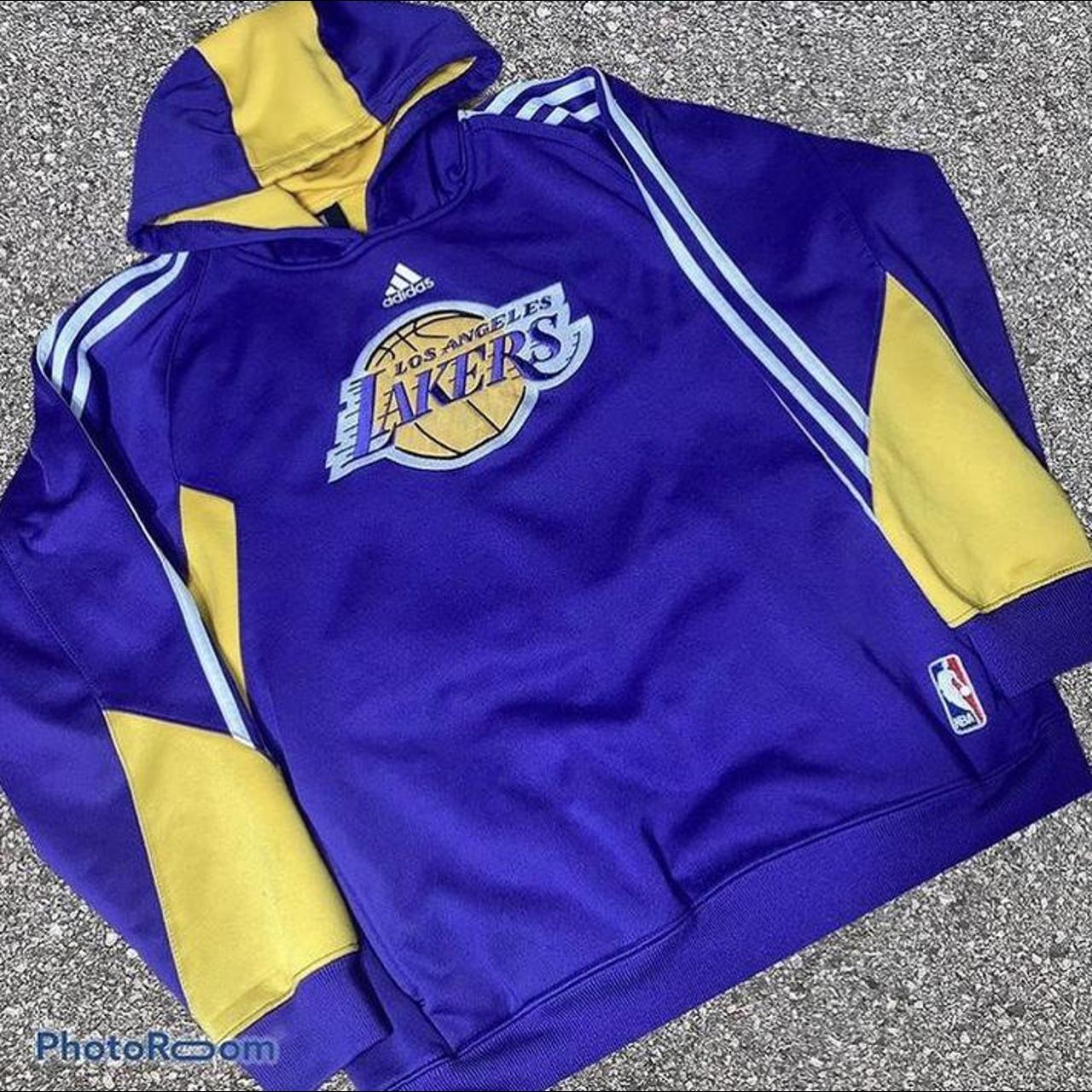Vintage Adidas Center Logo Los Angeles Lakers Hoodie... - Depop