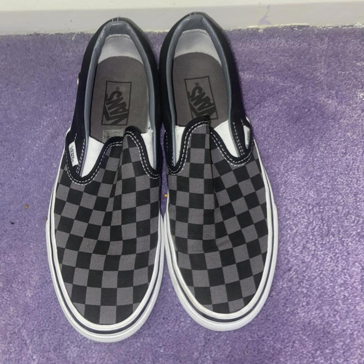black & grey classic checkerboard trainers