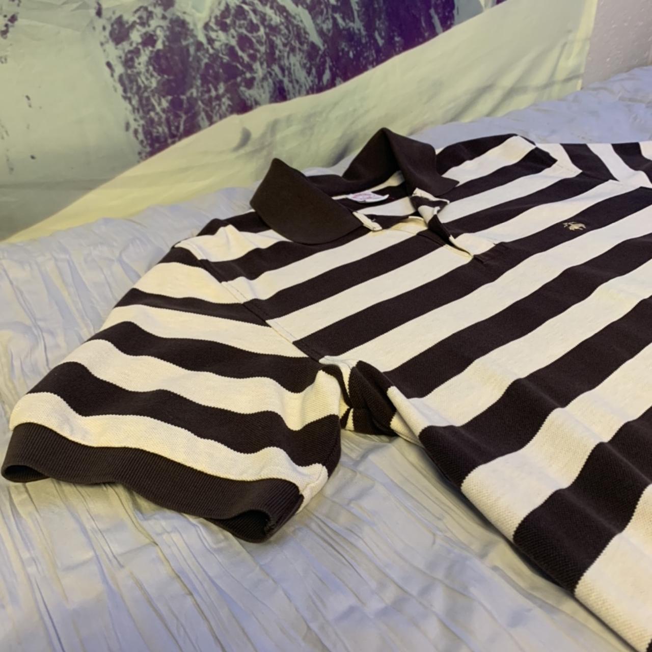 Vintage Brooks Brothers brown striped polo... - Depop