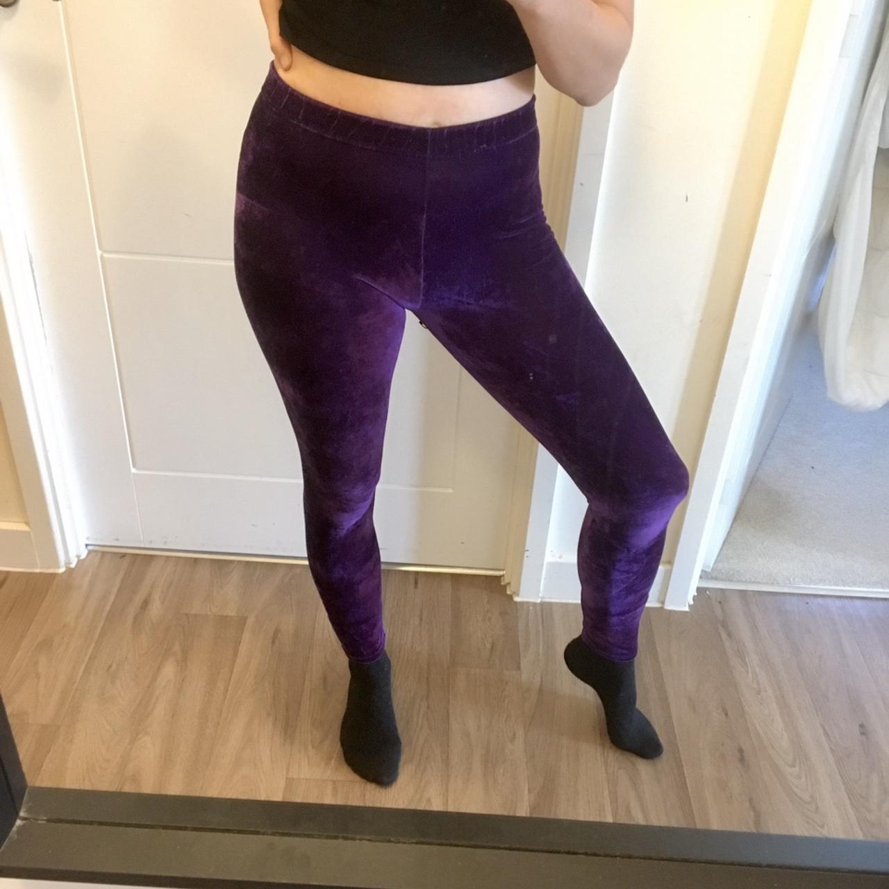 purple velvet leggings