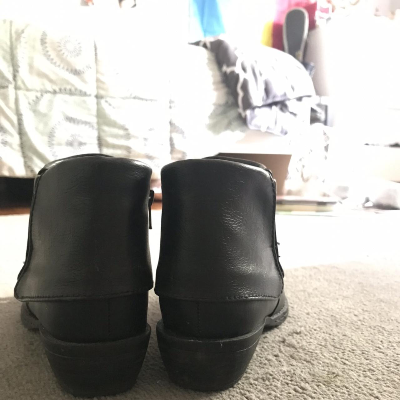 Classic black ankle boots. Size 6 with dual zippers!... - Depop