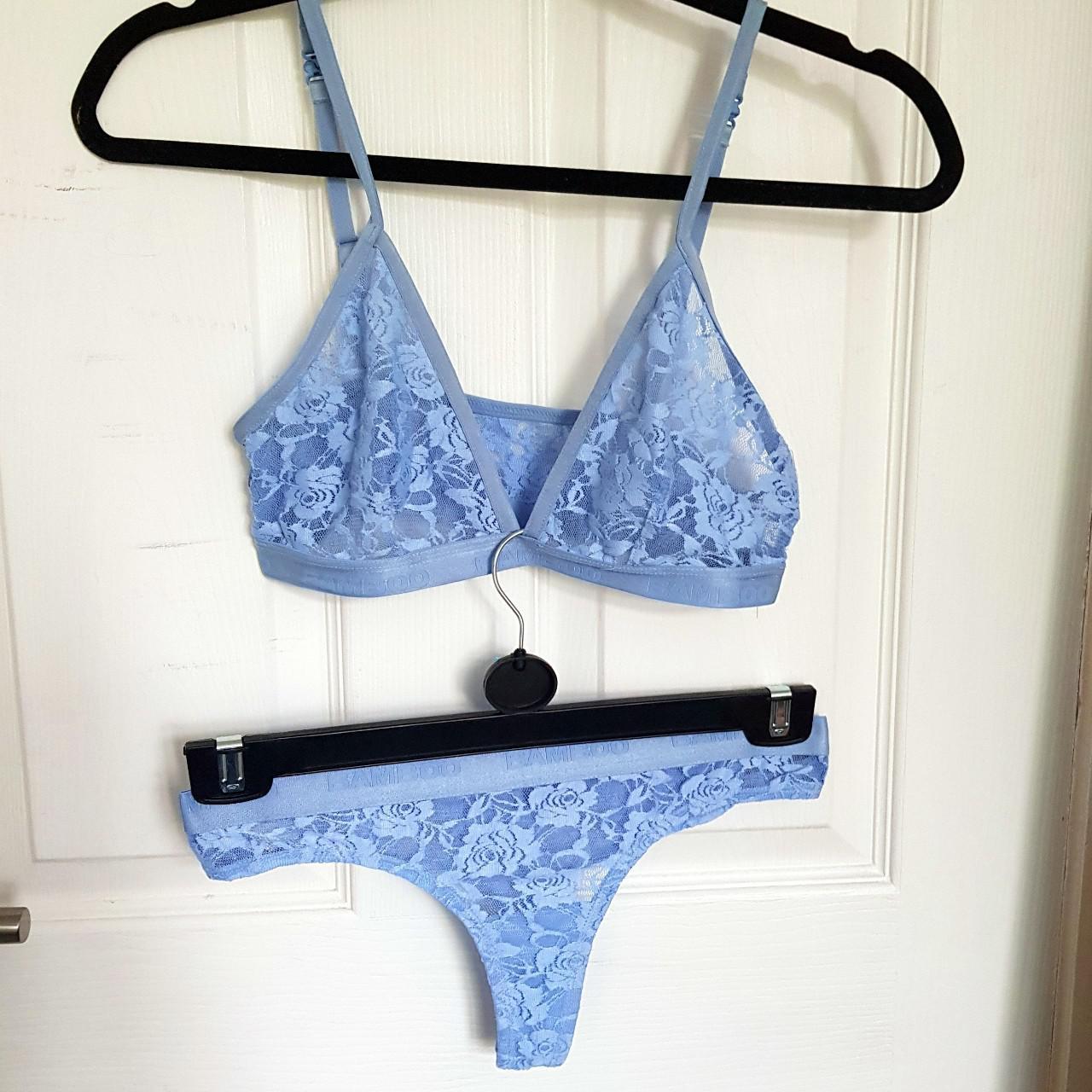 Bamboo Underwear baby blue lace lingerie set -... - Depop