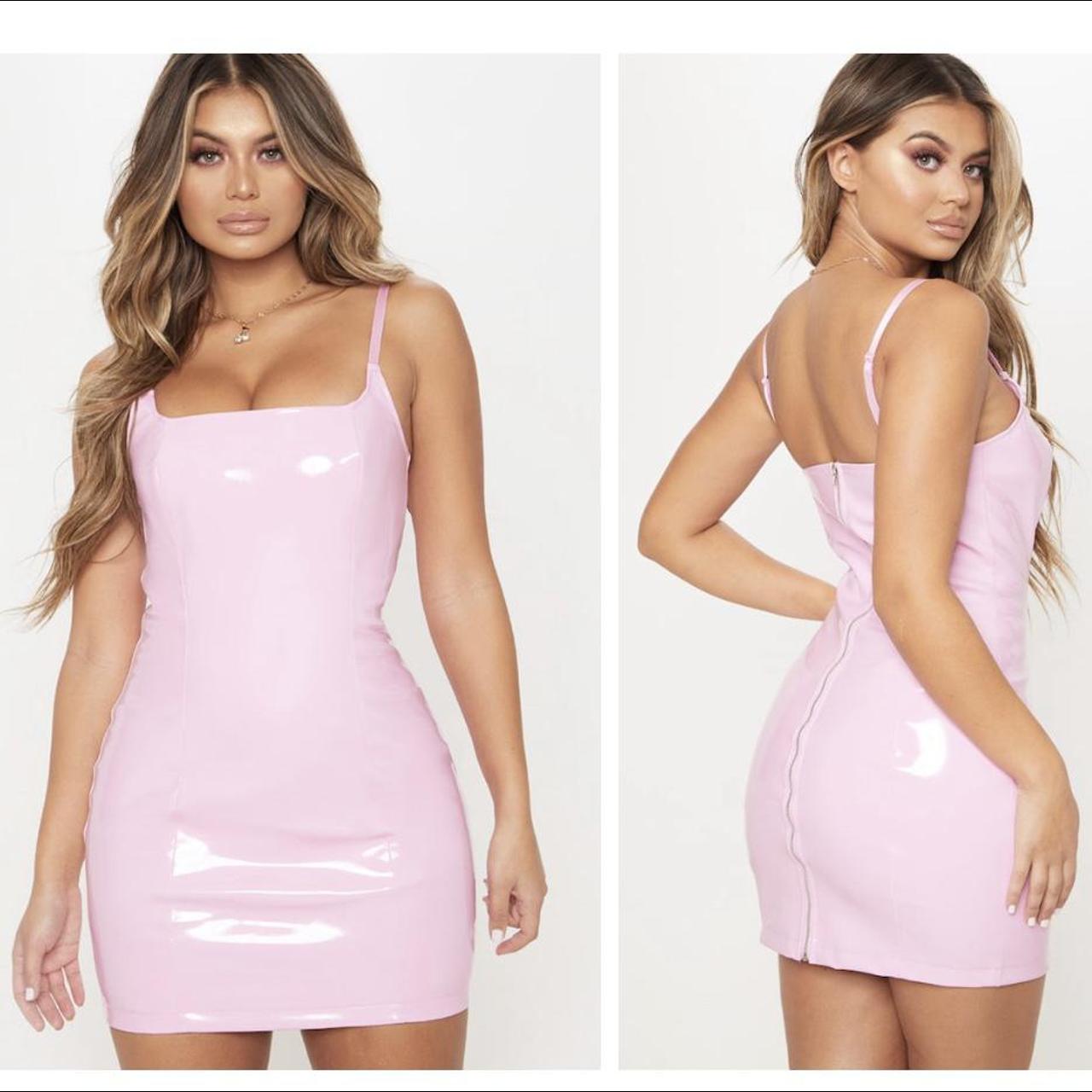 Pretty little thing pink PU bodycon dress. Worn once