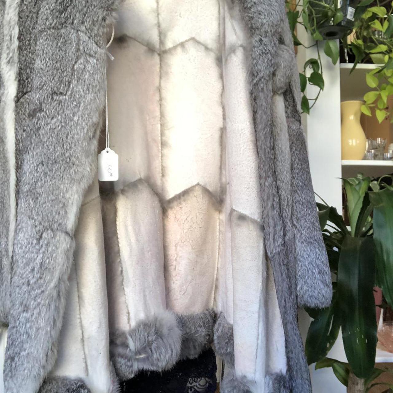 Vintage fur coat with shoulder pads, wide sleeves,... - Depop