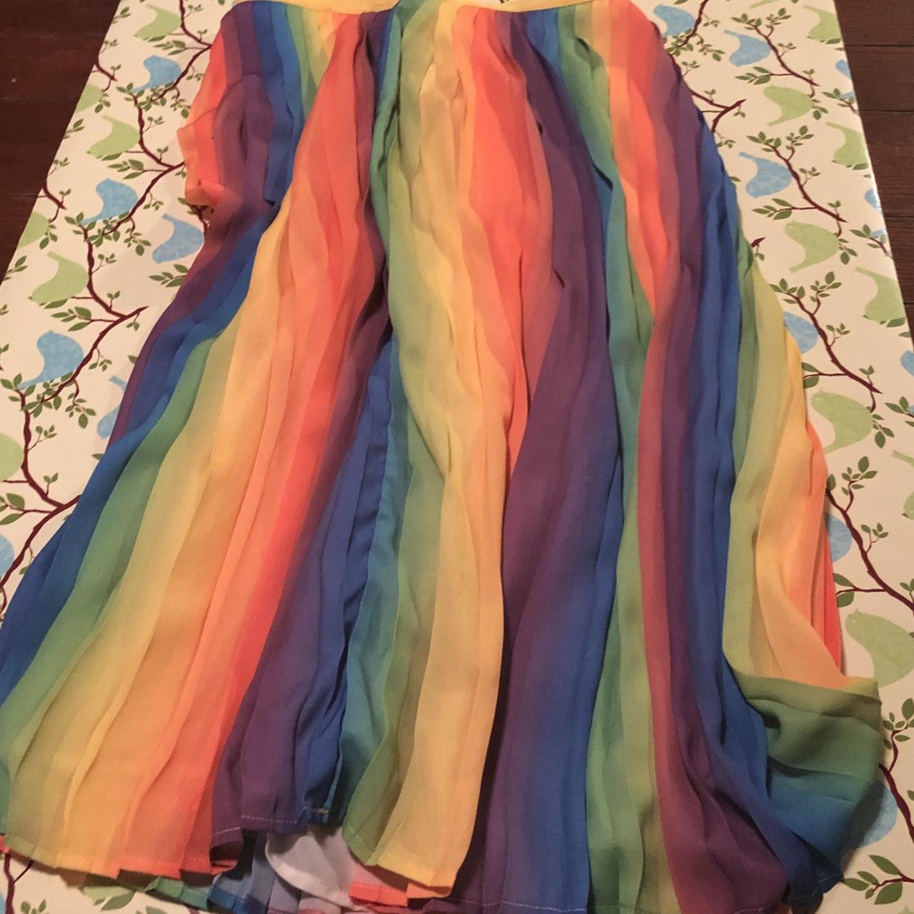 Glam pleated pastel midi rainbow skirt. Fully lined. Depop