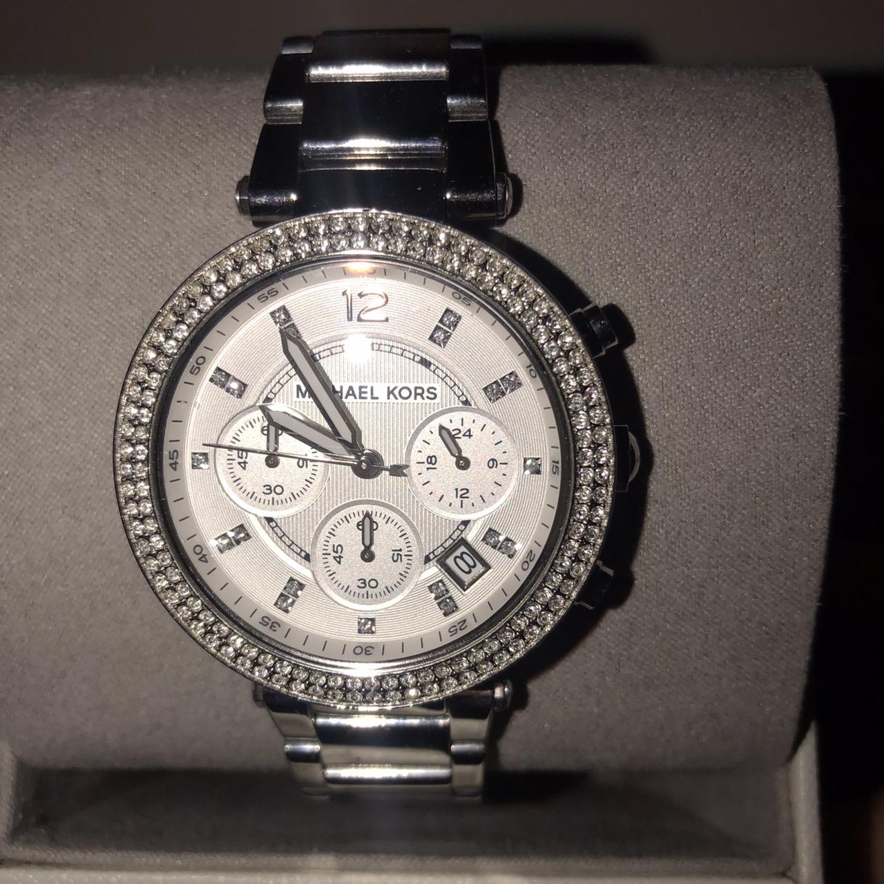 Michael Kors Parker Silver Chronograph w/ crystals - Depop