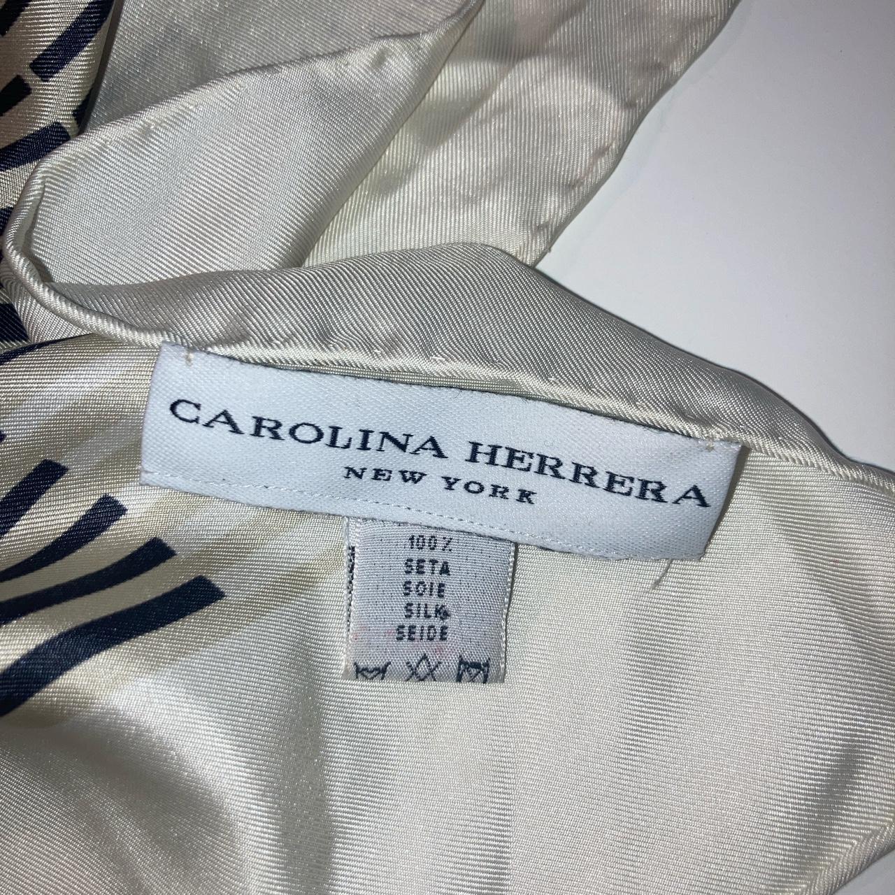 Vintage Carolina Herrera silk scarf with beige and... - Depop