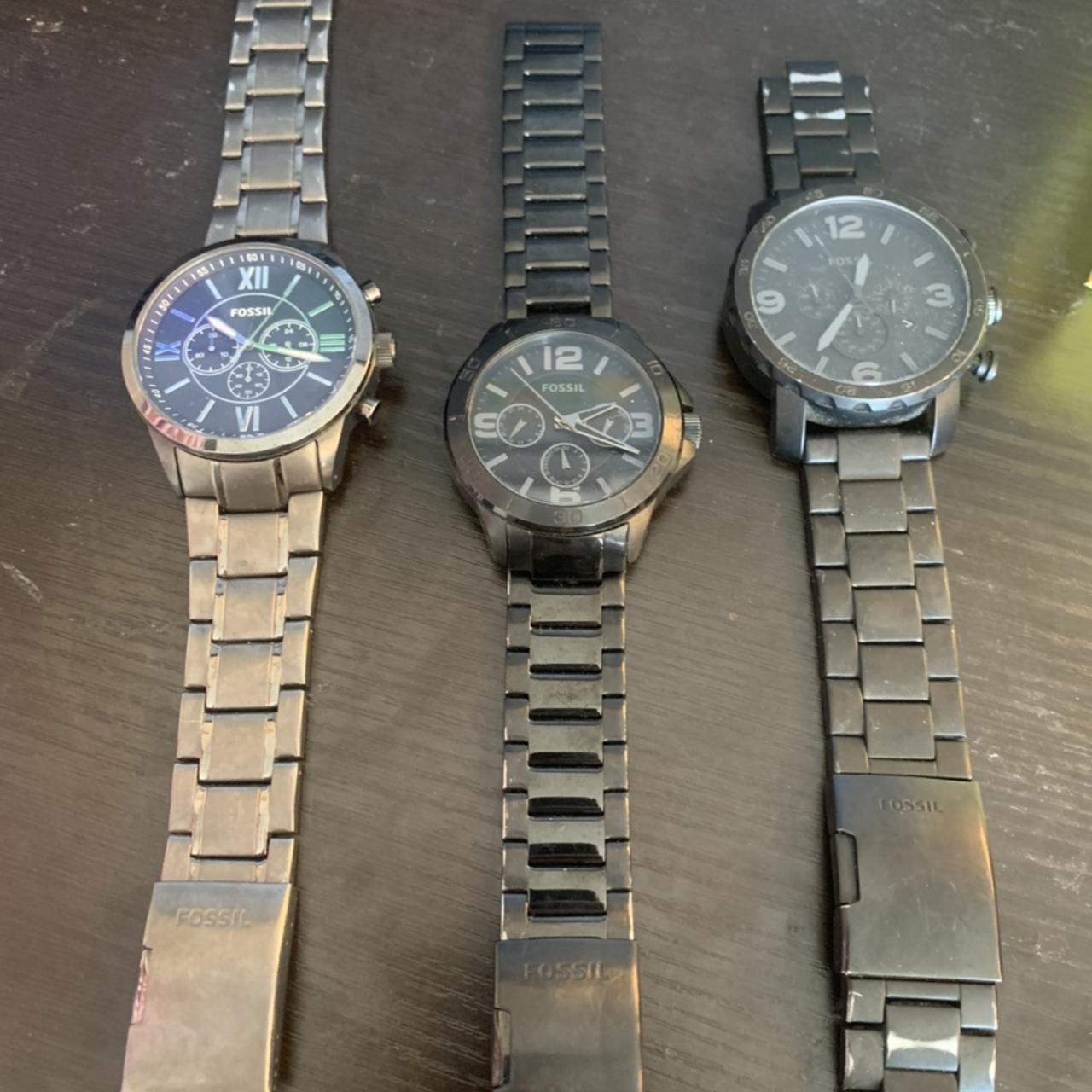 Fossil Men's Black and Silver Watch