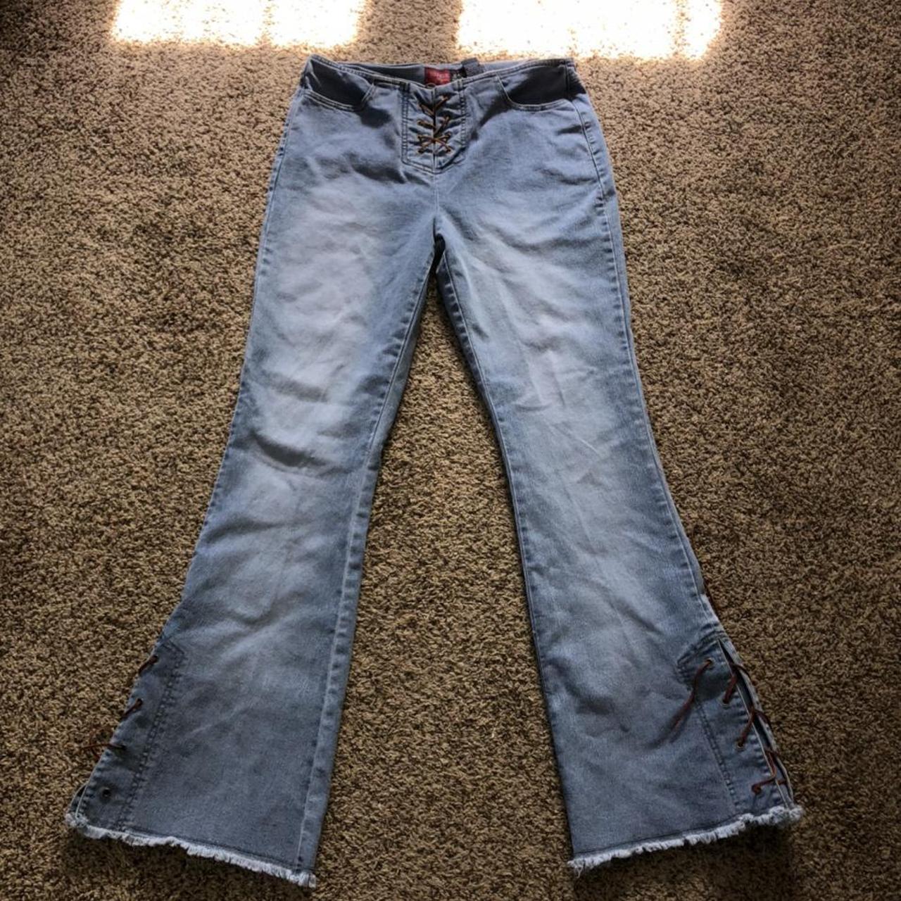 Early 2000s cowgirl leather lace pants/ jeans Y2k... - Depop