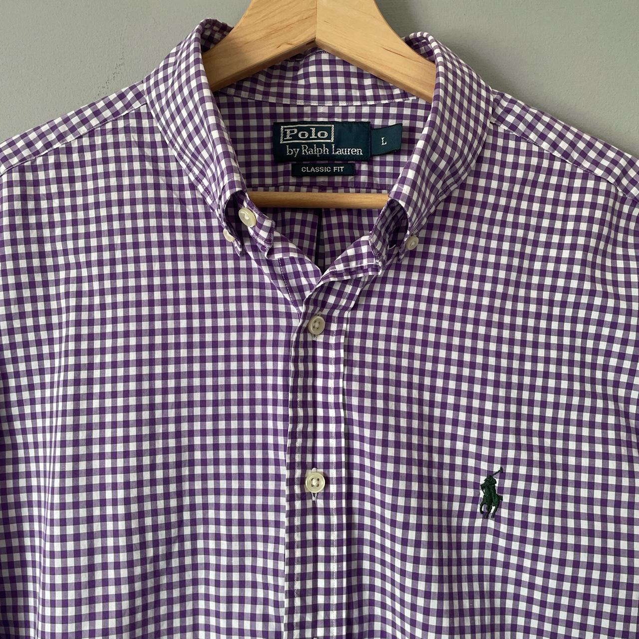 Polo Ralph Lauren Men's Purple and White Shirt | Depop