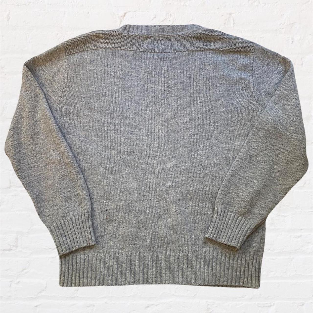 vintage gray knit sweater. made in usa size medium.... - Depop