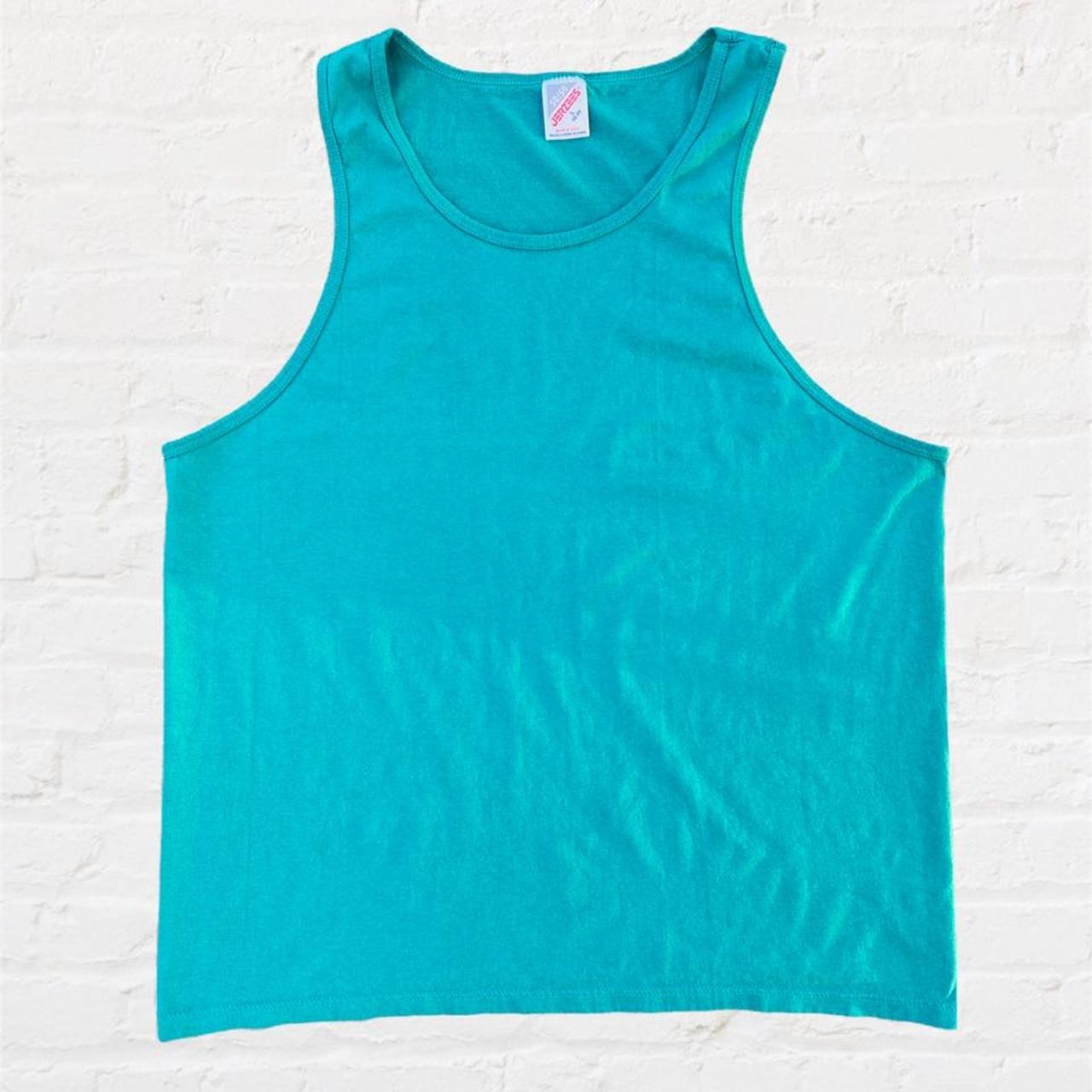 vintage teal tank top. jerzees 50/50 made in usa.... - Depop