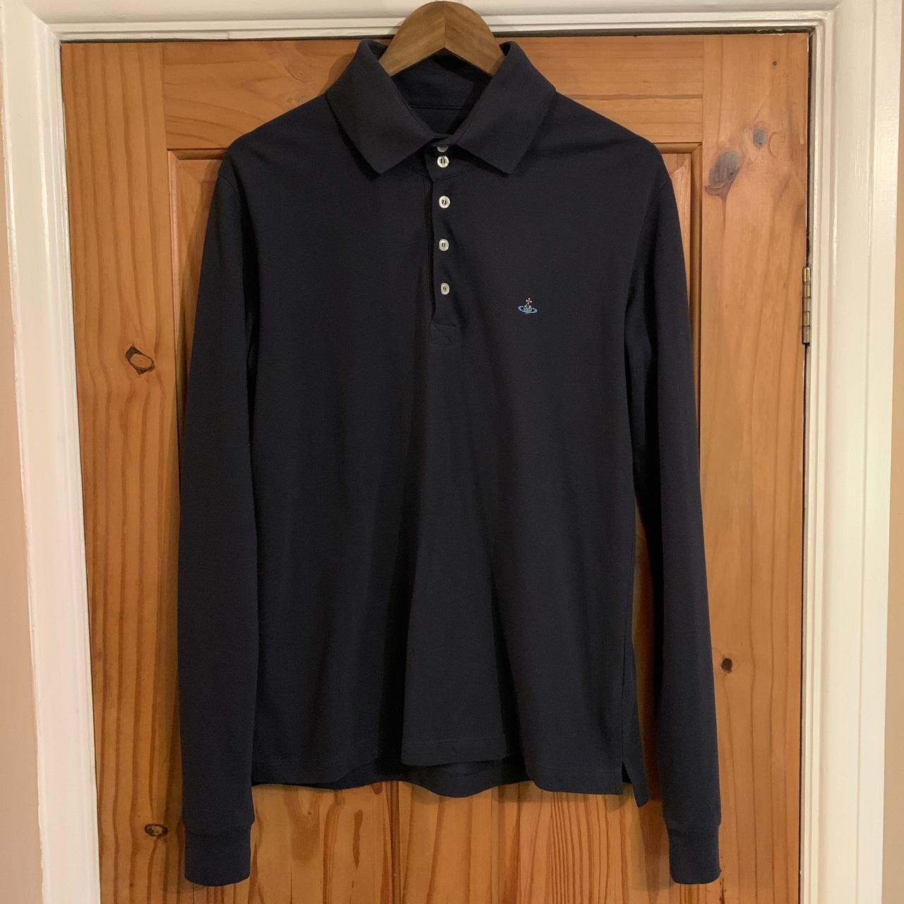 Vivienne Westwood Navy Blue Long Sleeve Polo Shirt, - Depop