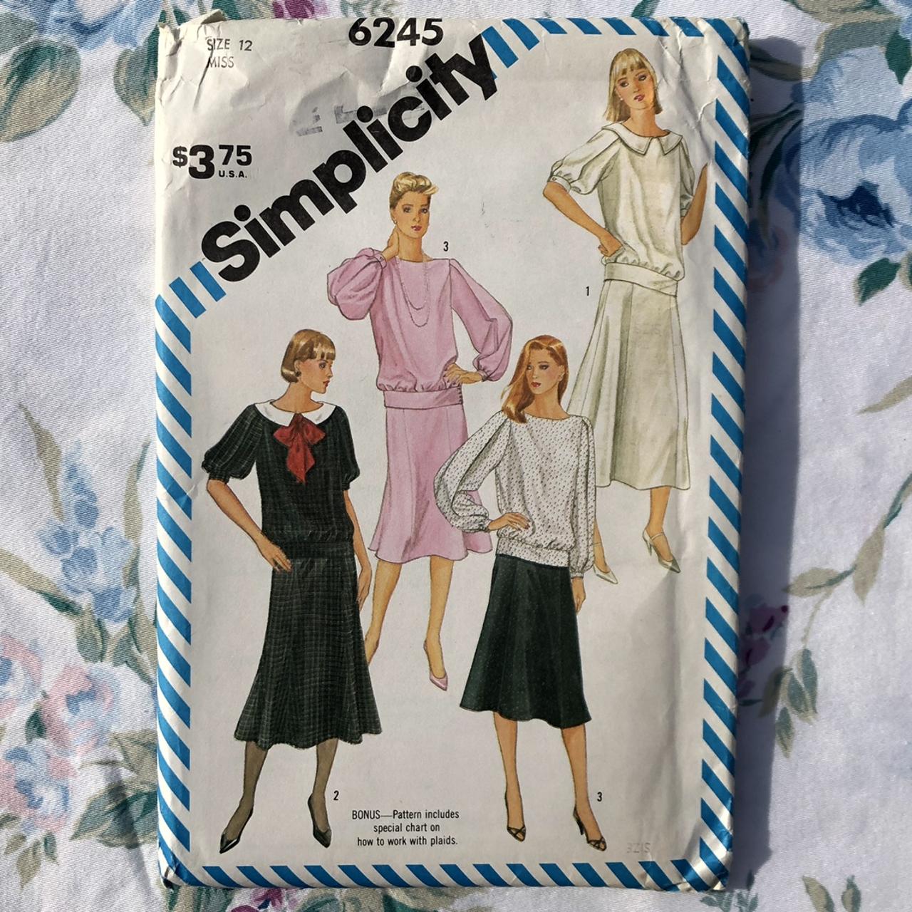 Vintage Simplicity 80s Misses 6245 Pattern Size 12... - Depop