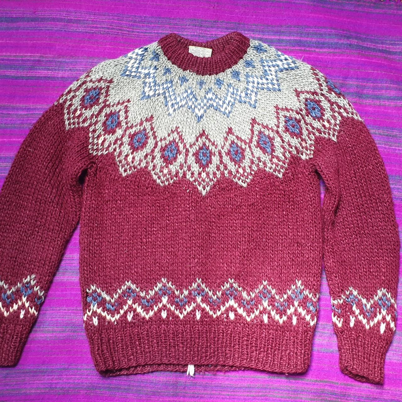 Vintage chunky hand knitted sweater Size M Depop