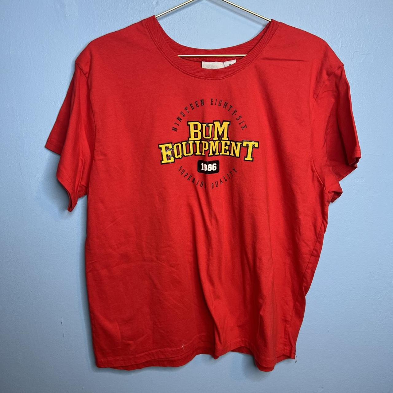 B.U.M. Equipment Women's Yellow and Red Tshirt Depop