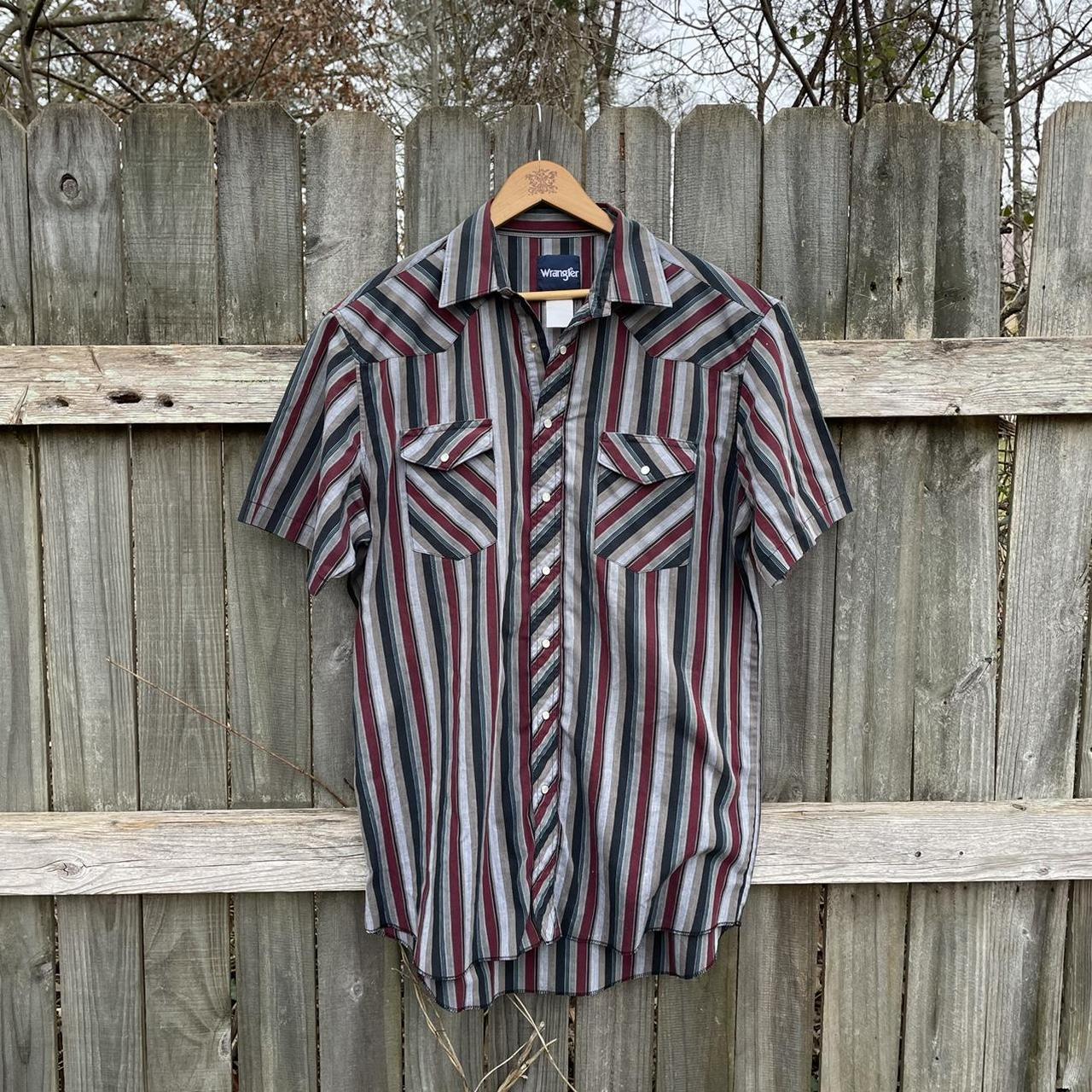 WRANGLER WESTERN VINTAGE STRIPED PEARL SNAP BUTTON... - Depop