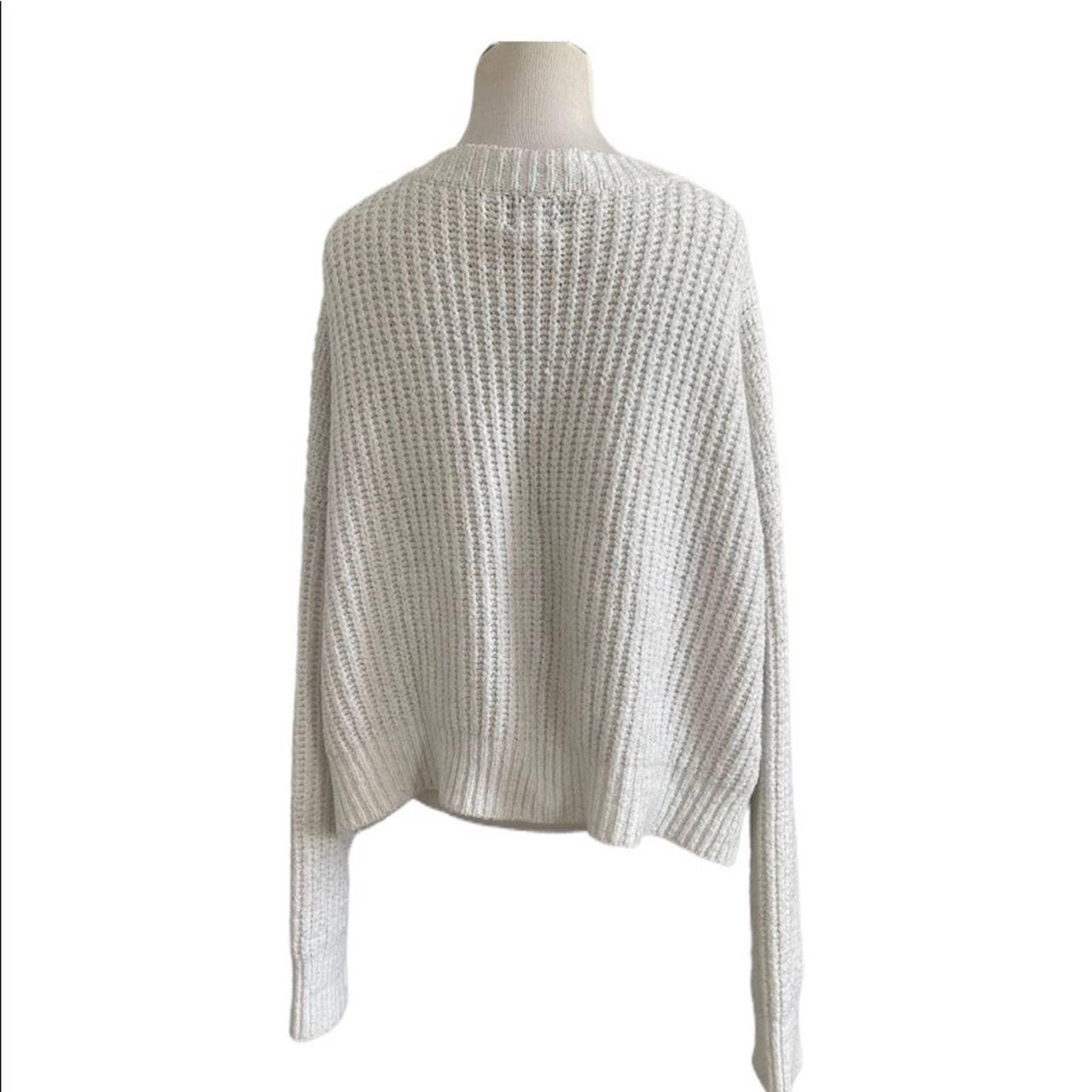 Chunky white cable knit sweater XL john + jenn white... - Depop