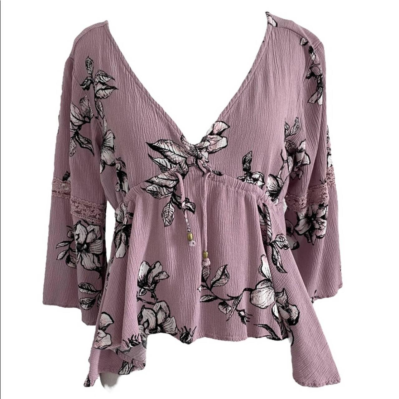 Floral Bell Sleeve Cropped Corset Top Pastel Purple Depop 6330