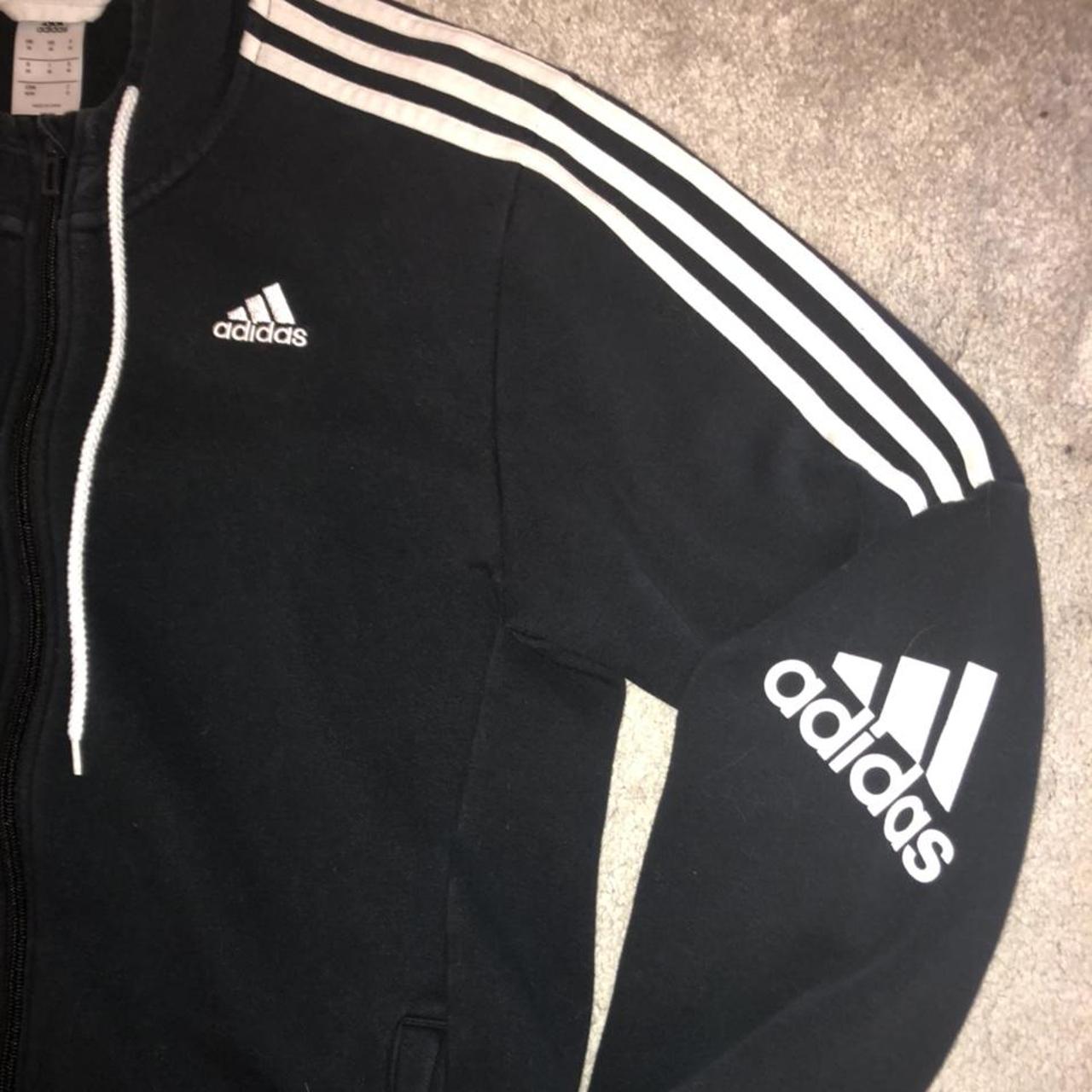 Black adidas zip up hoodie Perfect... - Depop