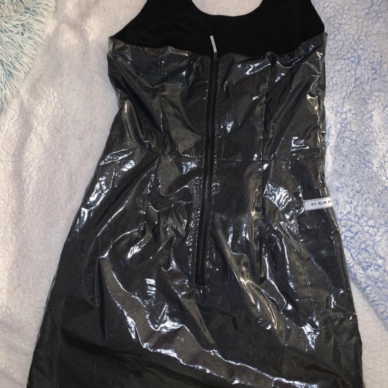 MY MUM MADE IT beautiful black faux leather dress... - Depop