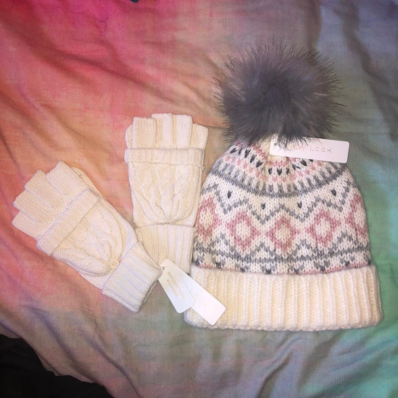 New Look Women's White and Pink Hat