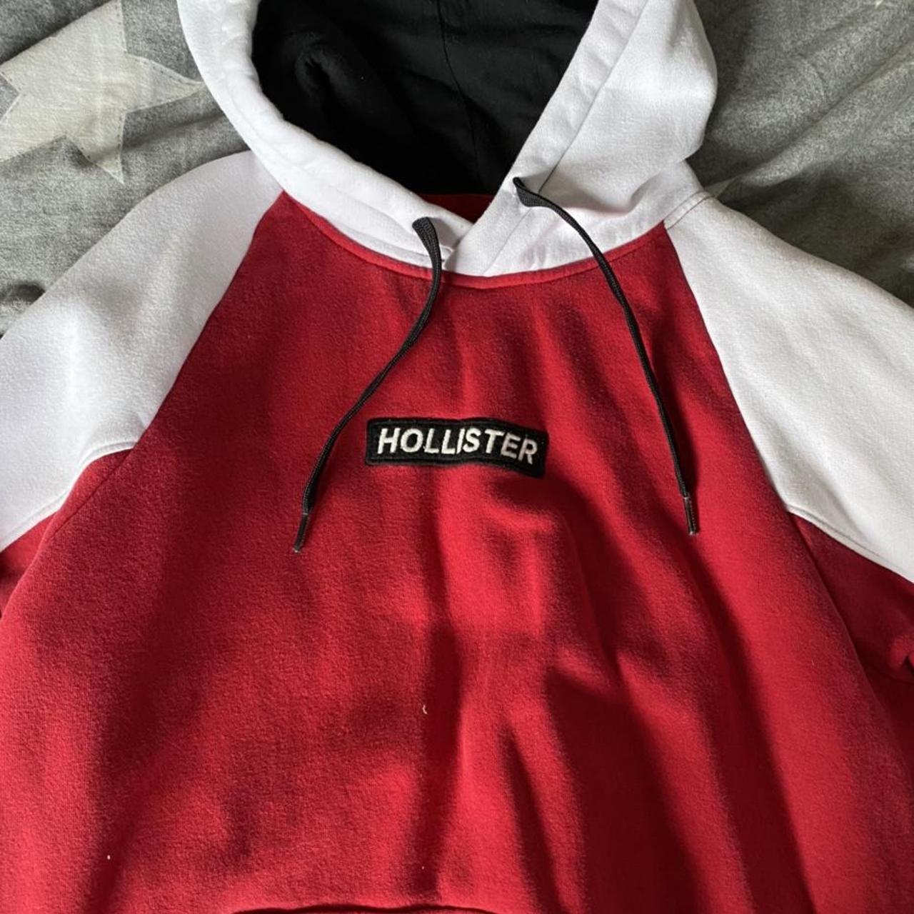 hollister hoodie red and white