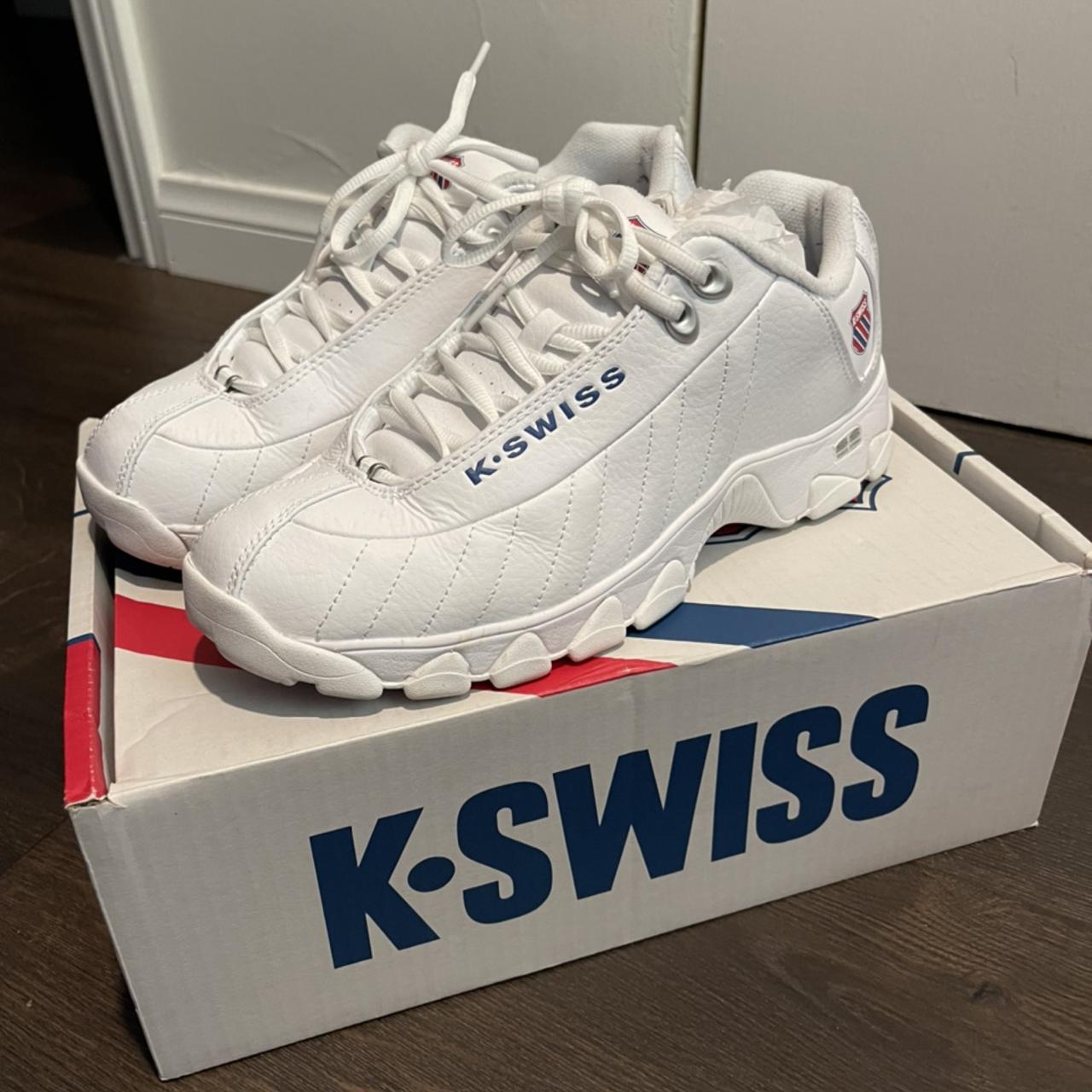 K-Swiss Men's White and Blue Trainers