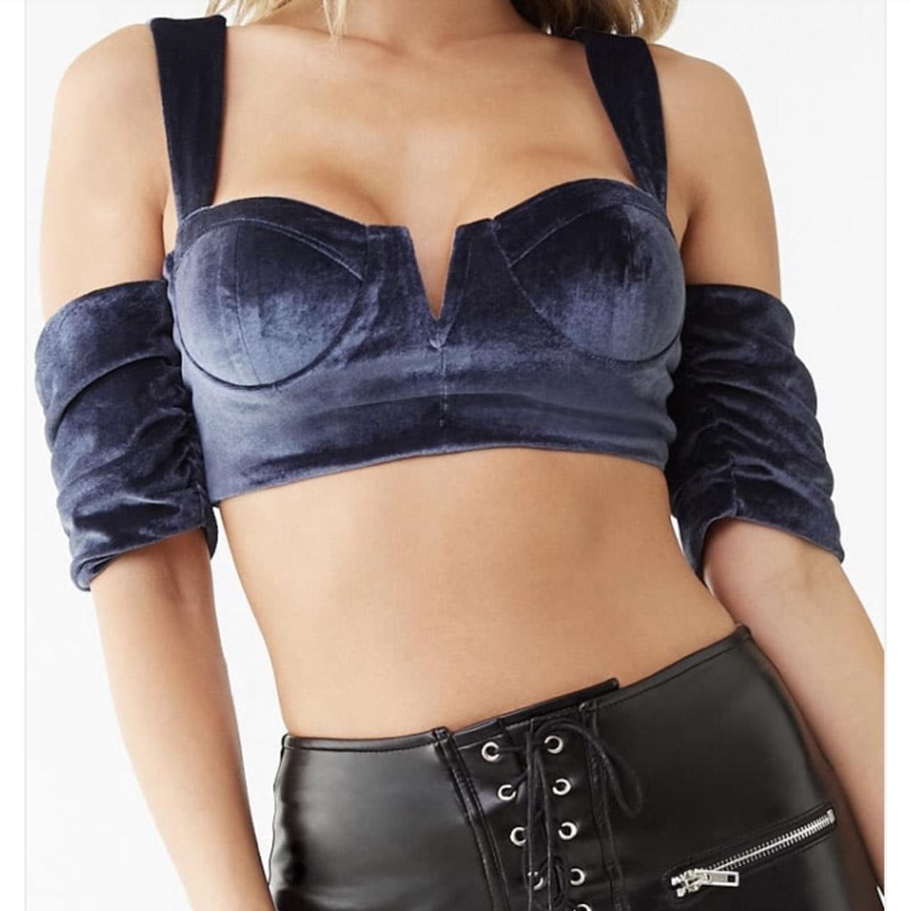 Product Image 2 - Velvet Crop Top!
Velvet Cold-Shoulder Crop