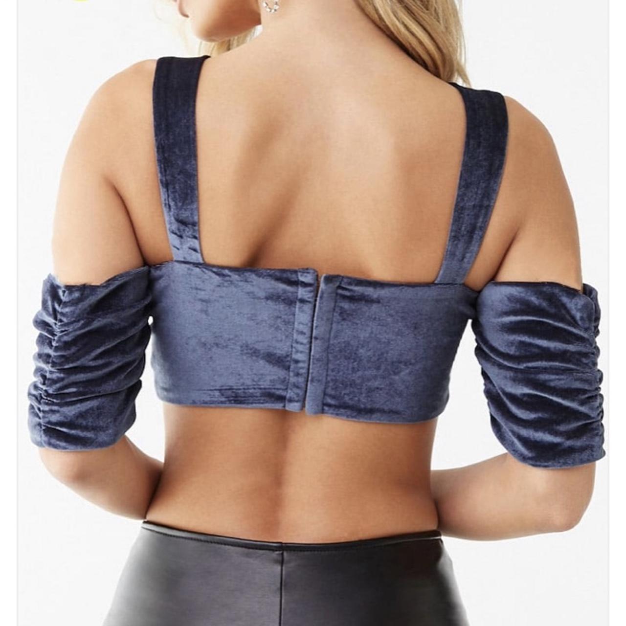 Product Image 4 - Velvet Crop Top!
Velvet Cold-Shoulder Crop