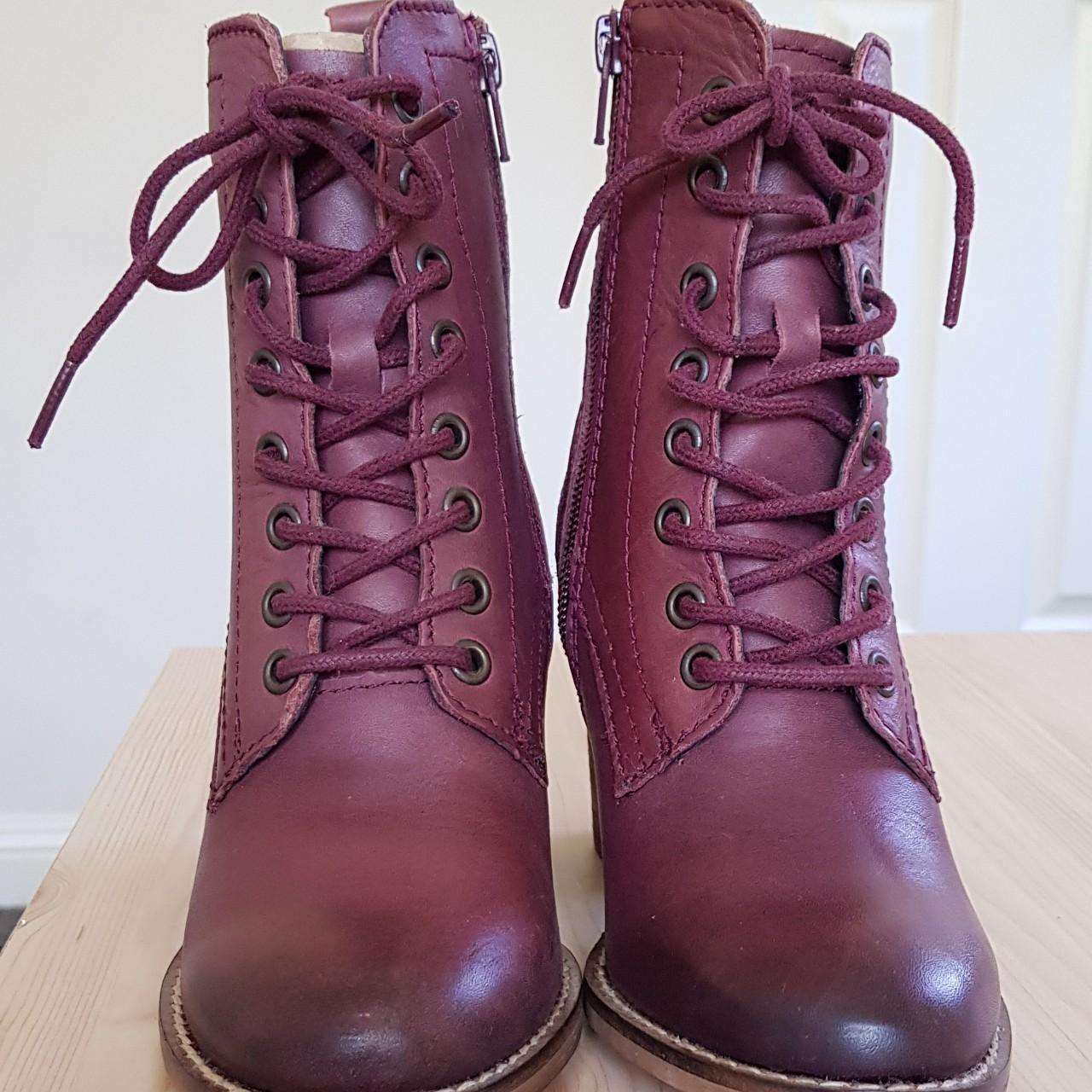 Steve Madden Wine/Burgundy Heeled Zip-Up Leather... - Depop