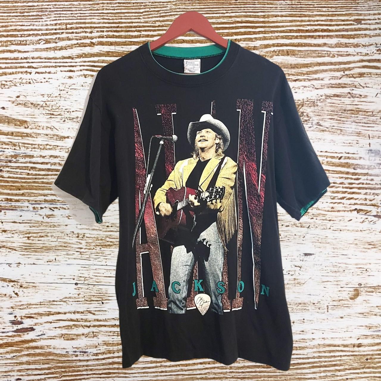 Vintage Alan Jackson On Tour All Over Print 90s... - Depop