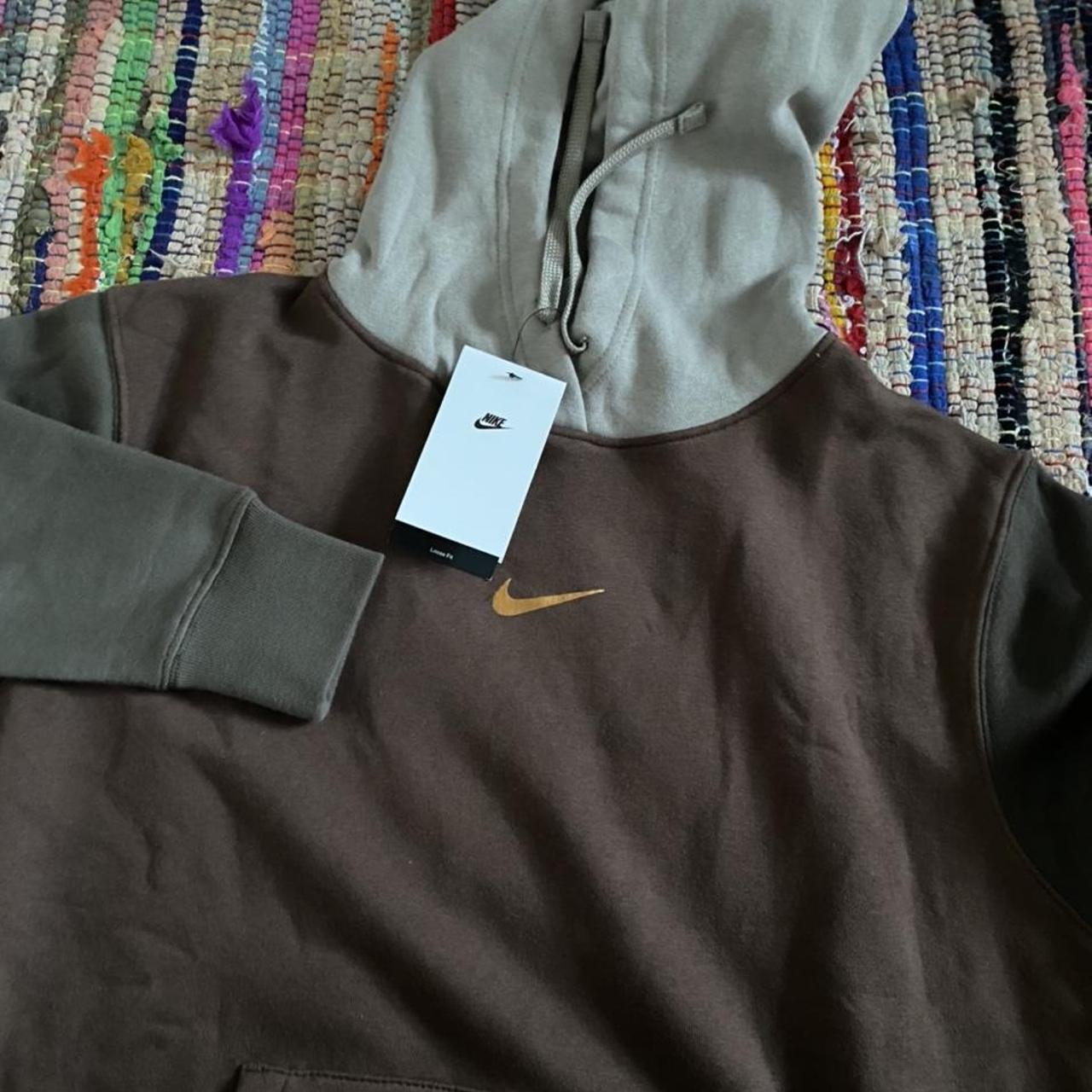 nike metallic swoosh hoodie brown