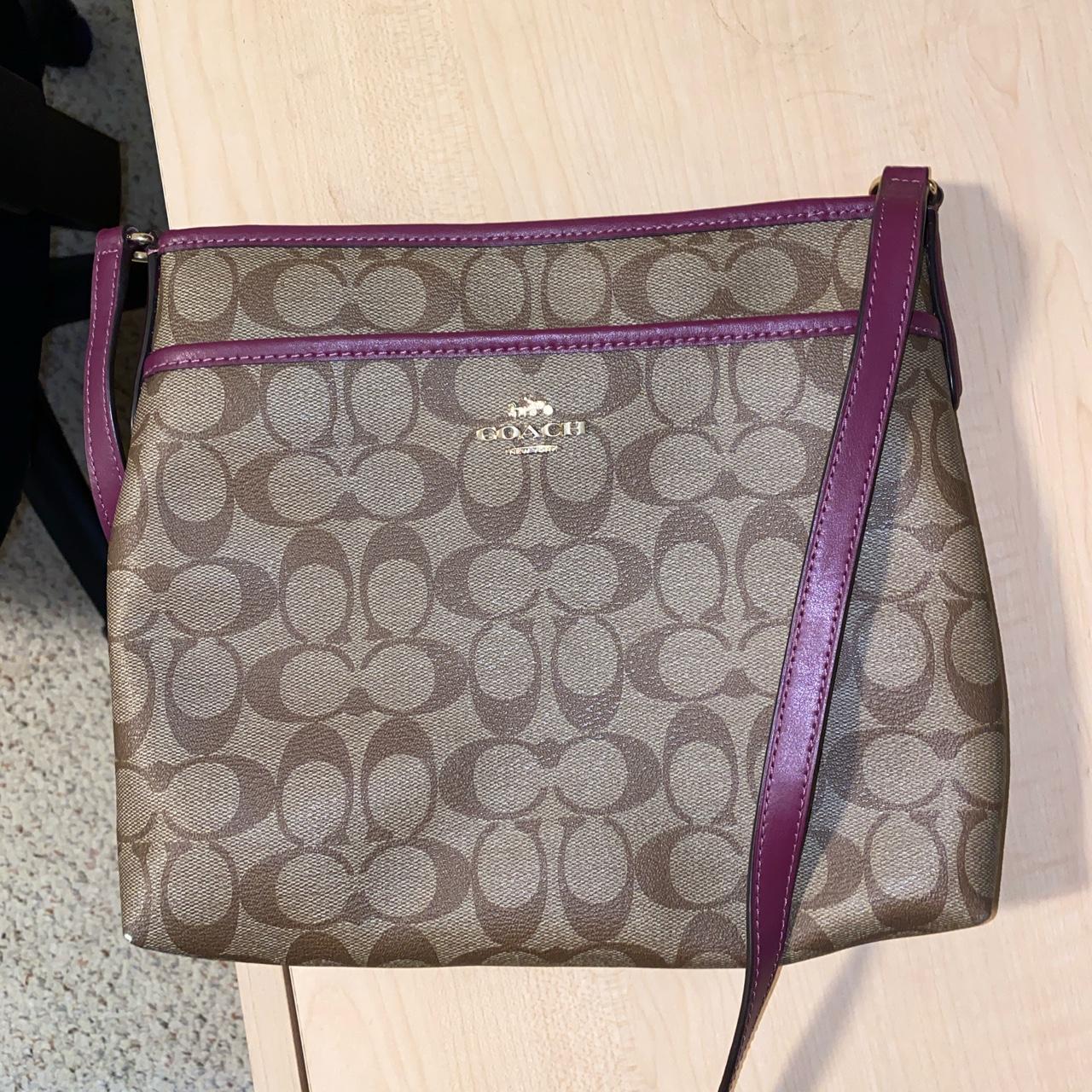 Purple Coach leather two-way handbag, Tote bag Handbag Tapestry, Purple  women and handbag, white, luggage Bags, holidays png | PNGWing