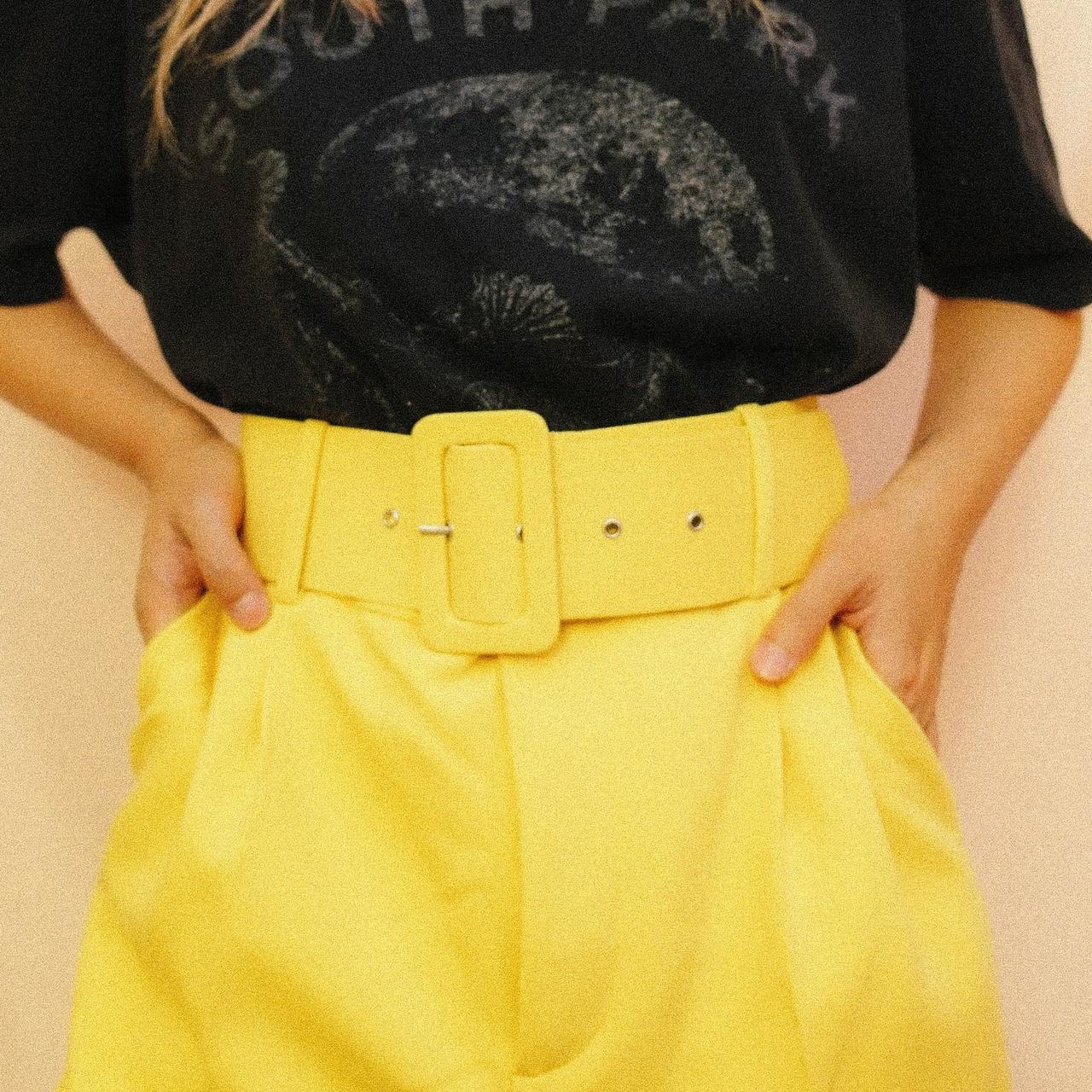 Zara size XS work pants. Pretty yellow, so soft. I - Depop